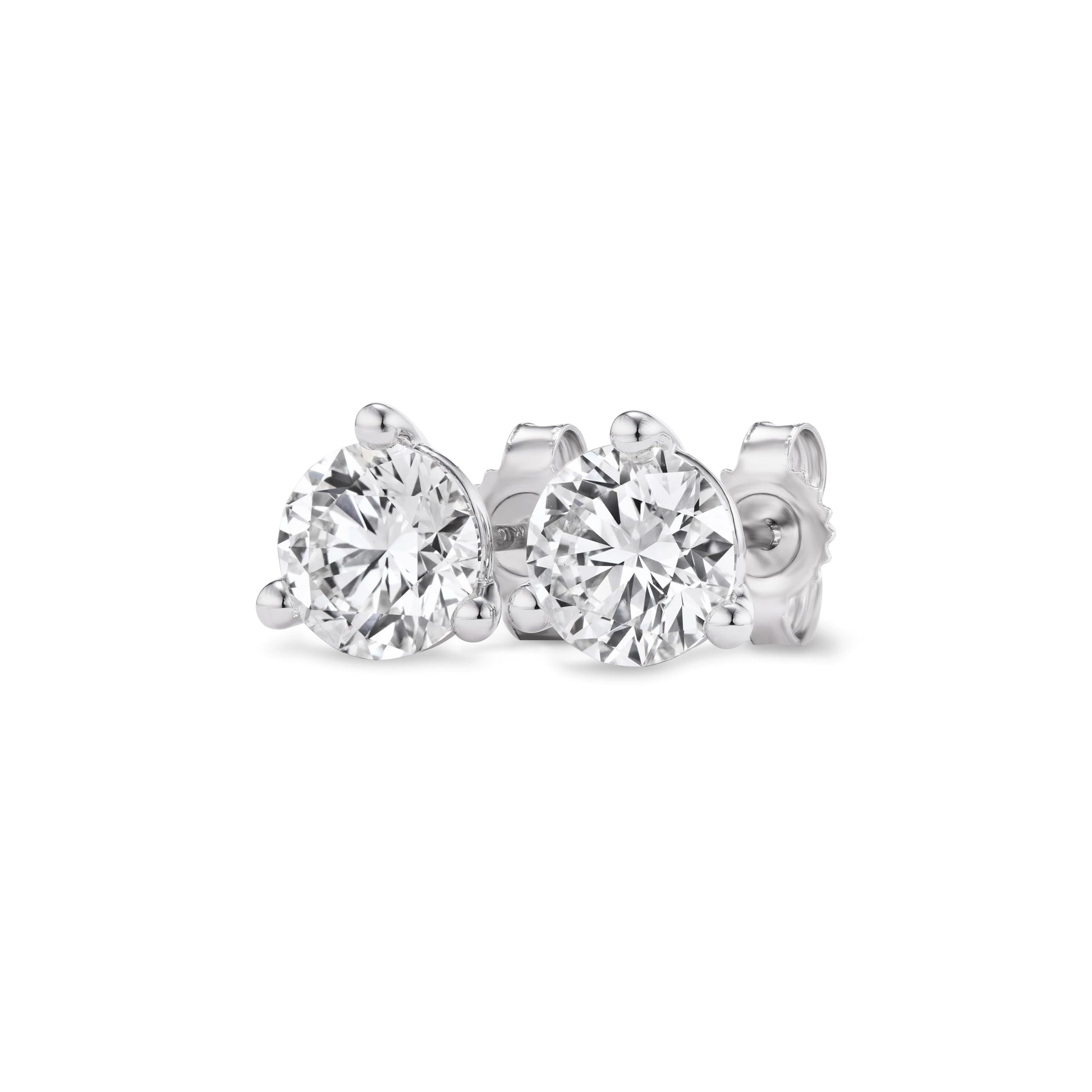 IGI Certified 1.50 to 4.00 Carat Lab Grown Diamond Round Stud Earrings for Women I 14k White Gold Earrings for Her (I-J, VS1-VS2, cttw) 3-Prong Martini Set Diamond I Push Back Studs - SM
