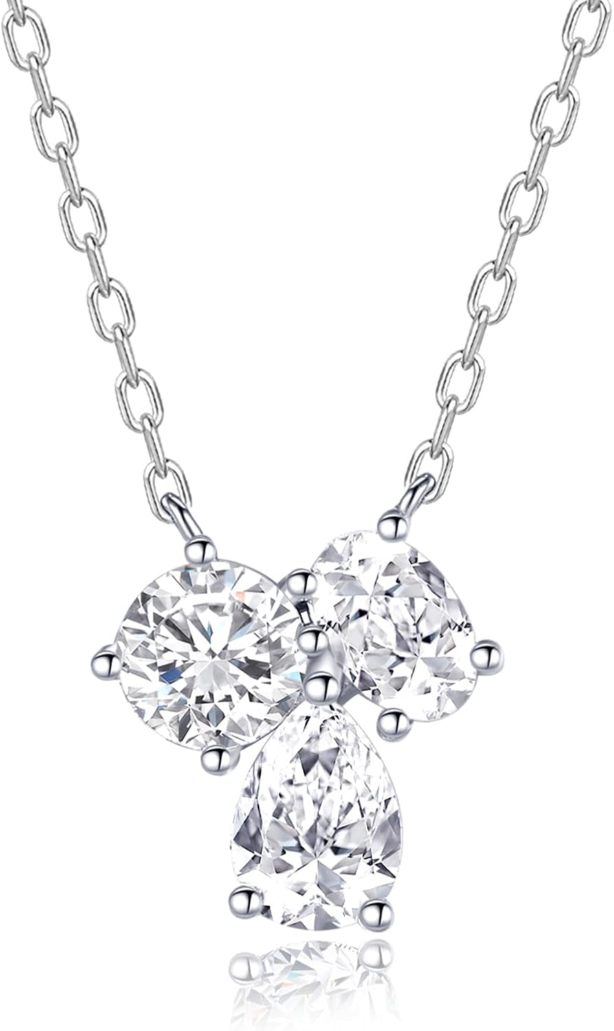 1.7 Carat Diamond Necklace, IGI Certified Three Stones LAB GROWN Diamond Necklaces for Women, Pendant Jewelry for Women (D-E Color, VVS Clarity)