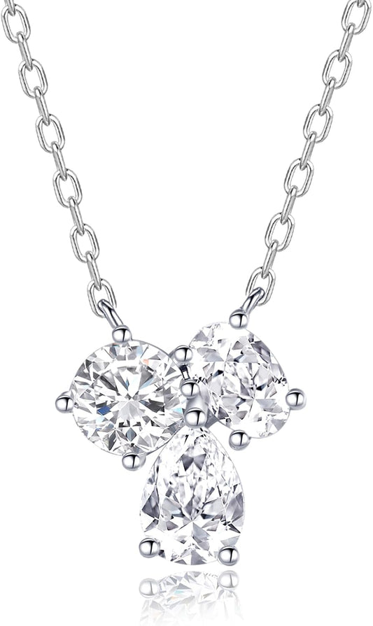 1.7 Carat Diamond Necklace, IGI Certified Three Stones LAB GROWN Diamond Necklaces for Women, Pendant Jewelry for Women (D-E Color, VVS Clarity)