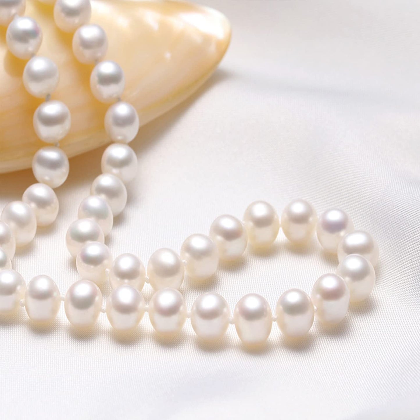 AOOVOO Freshwater Cultured Pearl Necklace Set - Real Pearl Necklace Set Includes Stunning Bracelet and Stud Earrings Jewelry Set for Women - SM