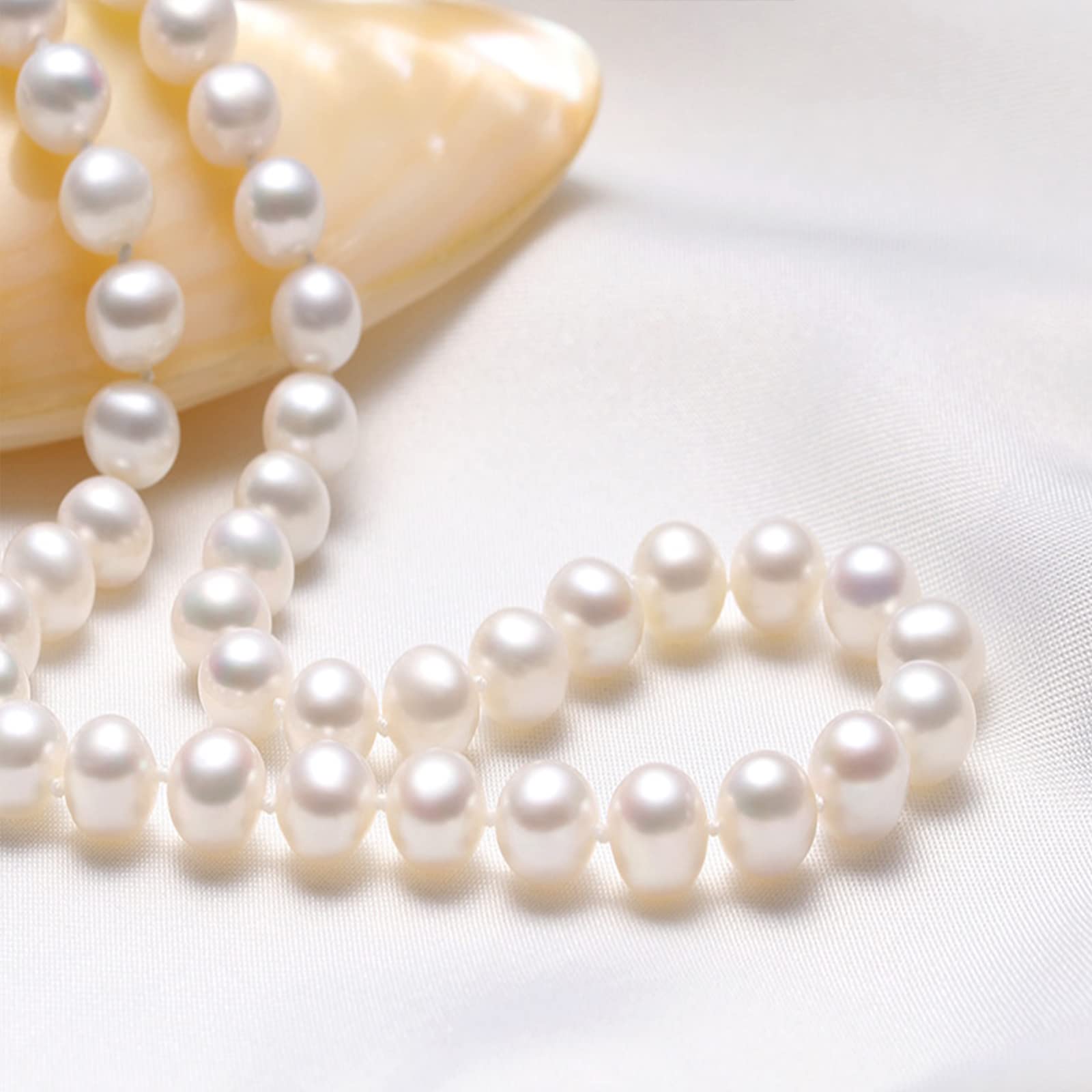AOOVOO Freshwater Cultured Pearl Necklace Set - Real Pearl Necklace Set Includes Stunning Bracelet and Stud Earrings Jewelry Set for Women - SM