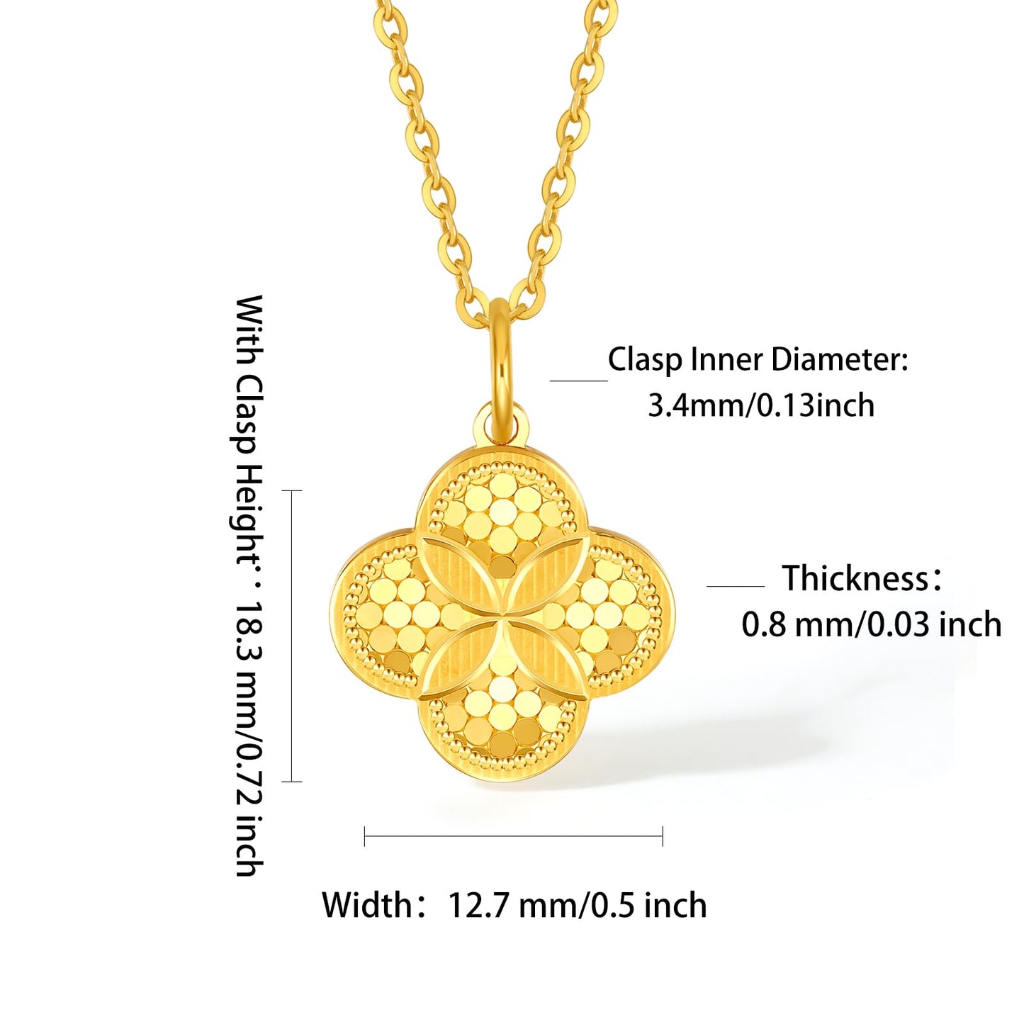 ZHOU LIU FU 24K Solid Gold Pendant for Women, Real Pure Gold Jewelry Accessory Flower Pendant for Men Girlfriend (Not Include Necklace)