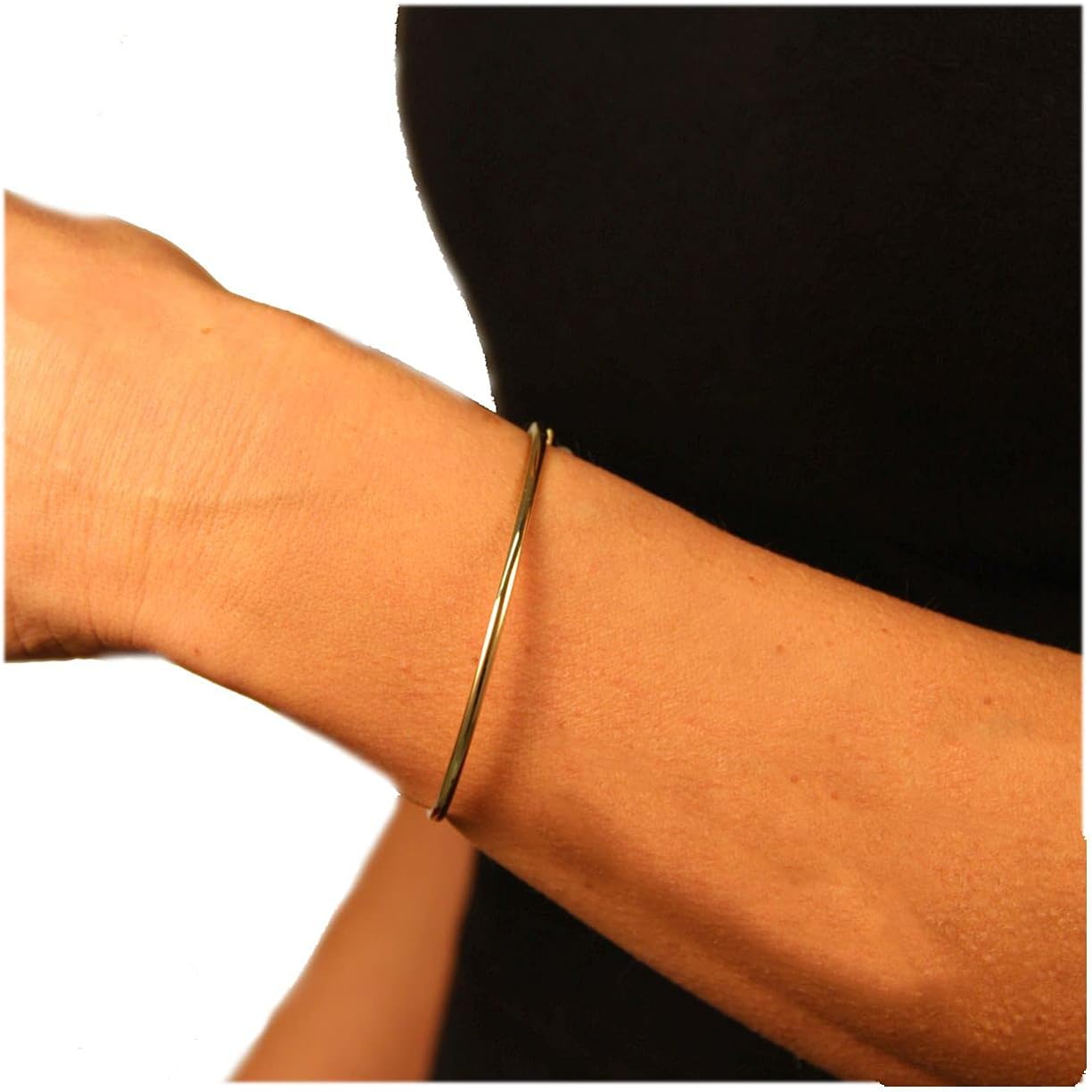 Lucchetta - Small Gold Bangle 7" Bracelet 14kt Real Yellow Gold - Womens 14k Bangles, Authentic Italian Jewelry from Italy