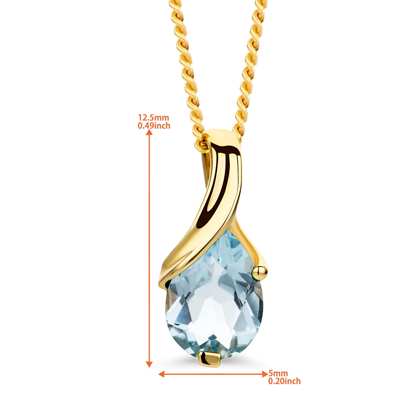 Orovi 14K Gold Necklace for Women in 14K Yellow Gold/White Gold 585 with Ruby/Sapphire/Emerald/Topaz/Amethyst Gemstone/Birthstone Pendant Necklace and Gold Chain 17.7 ″ Long - Women's Jewelry