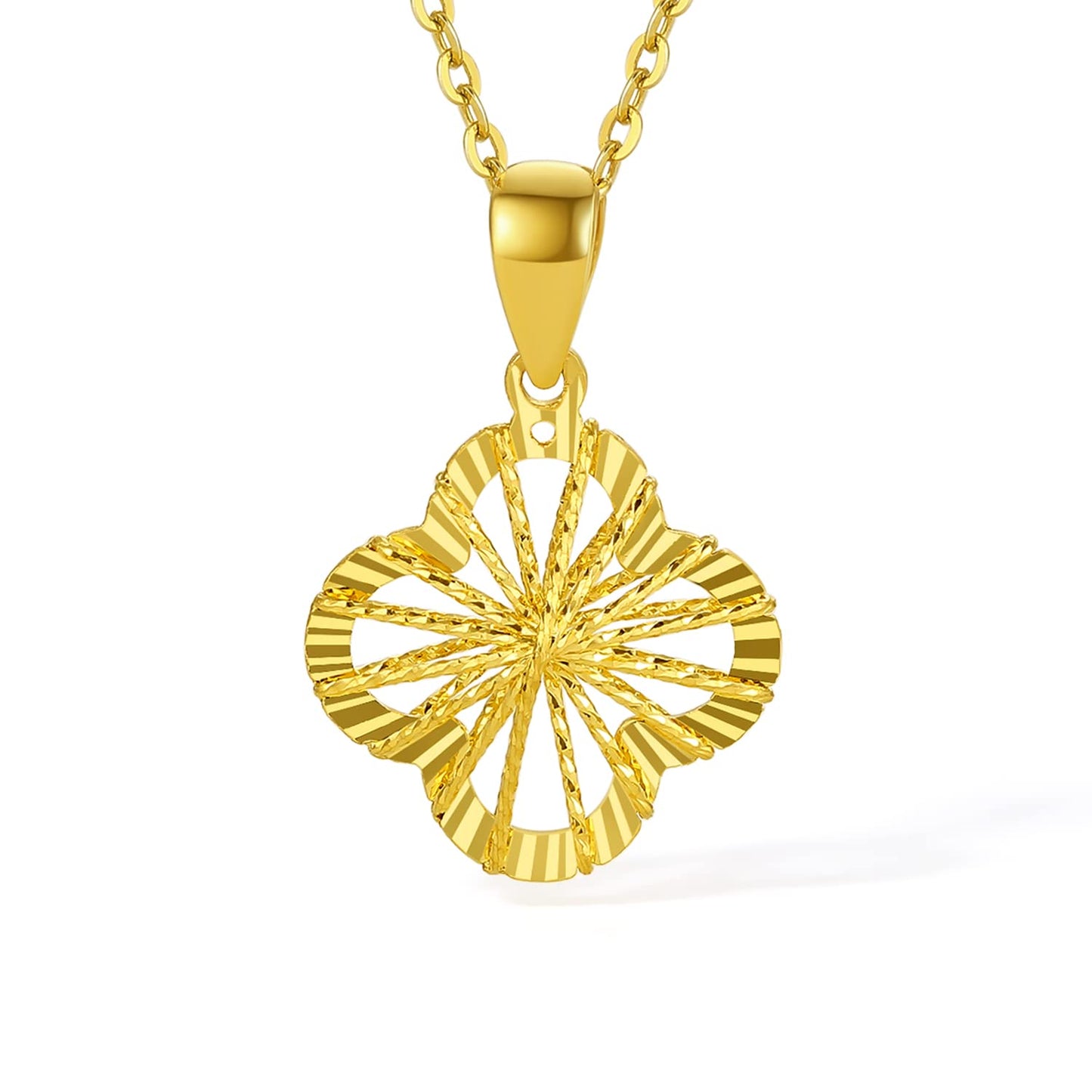 ZHOU LIU FU 24K Solid Gold Pendant for Women, Real Pure Gold Jewelry Accessory Flower Pendant for Men Girlfriend (Not Include Necklace)
