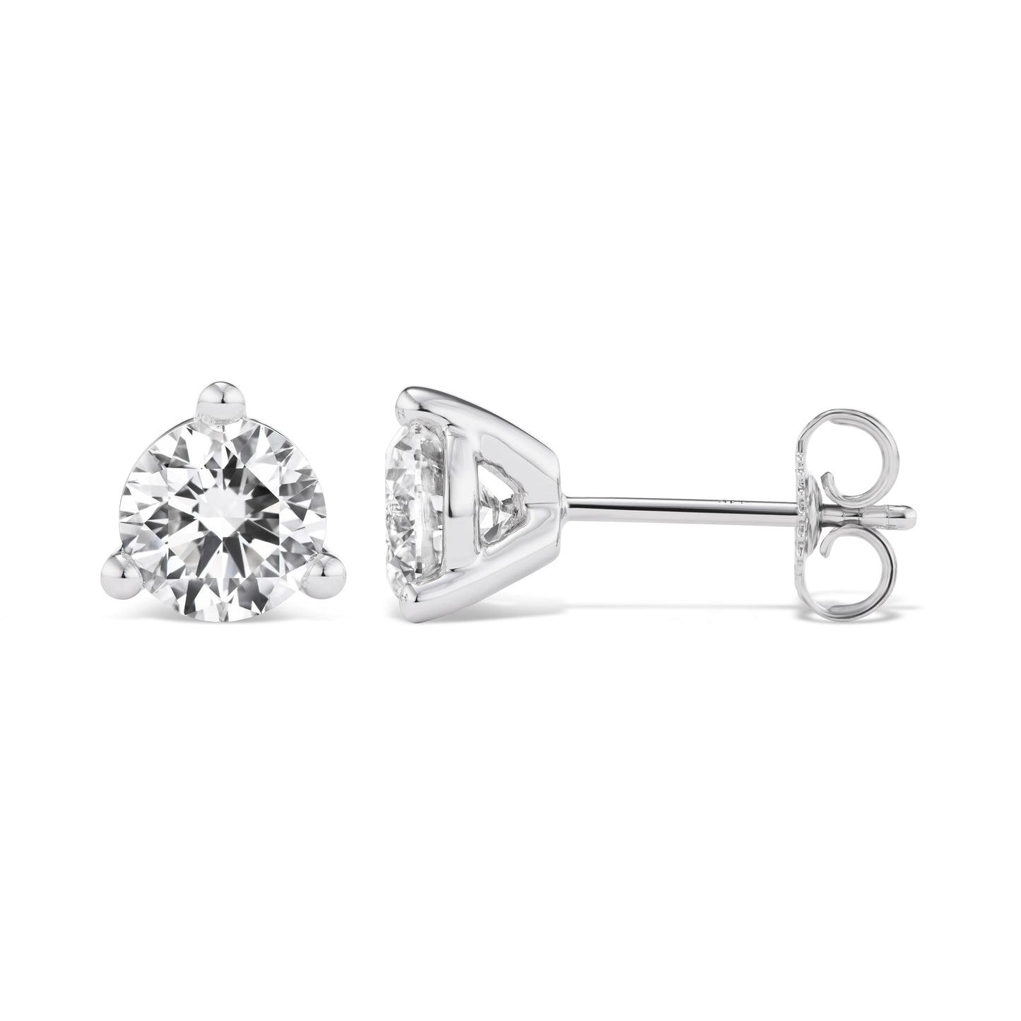 IGI Certified 1.50 to 4.00 Carat Lab Grown Diamond Round Stud Earrings for Women I 14k White Gold Earrings for Her (I-J, VS1-VS2, cttw) 3-Prong Martini Set Diamond I Push Back Studs - SM