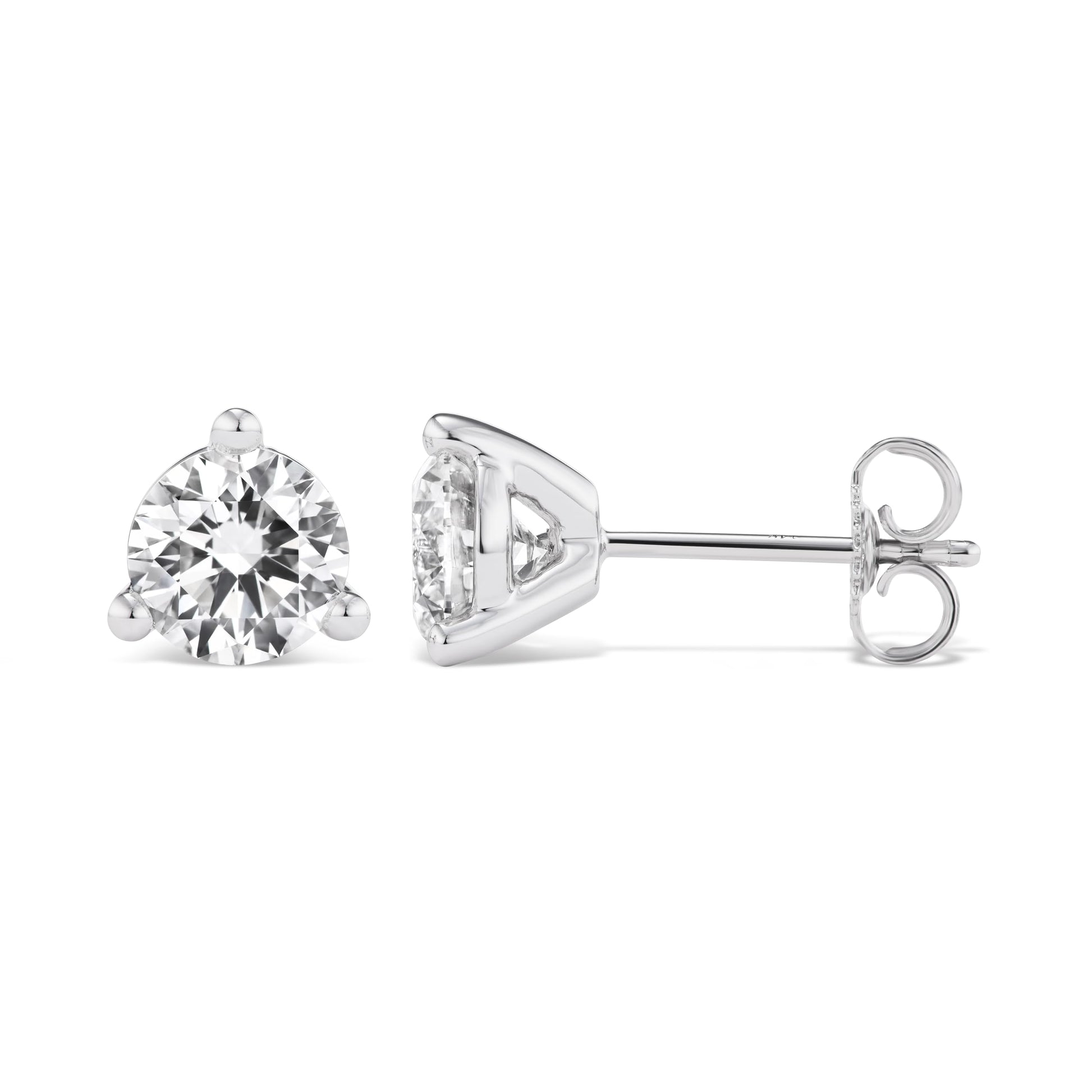 IGI Certified 1.50 to 4.00 Carat Lab Grown Diamond Round Stud Earrings for Women I 14k White Gold Earrings for Her (I-J, VS1-VS2, cttw) 3-Prong Martini Set Diamond I Push Back Studs - SM