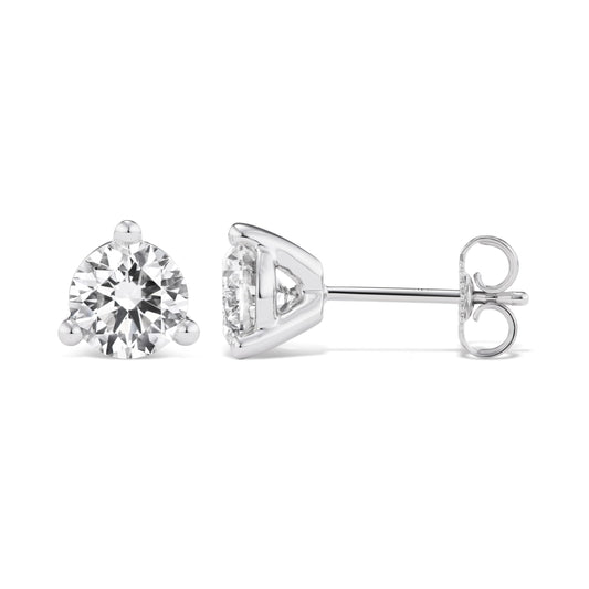 IGI Certified 1.50 to 4.00 Carat Lab Grown Diamond Round Stud Earrings for Women I 14k White Gold Earrings for Her (I-J, VS1-VS2, cttw) 3-Prong Martini Set Diamond I Push Back Studs - SM