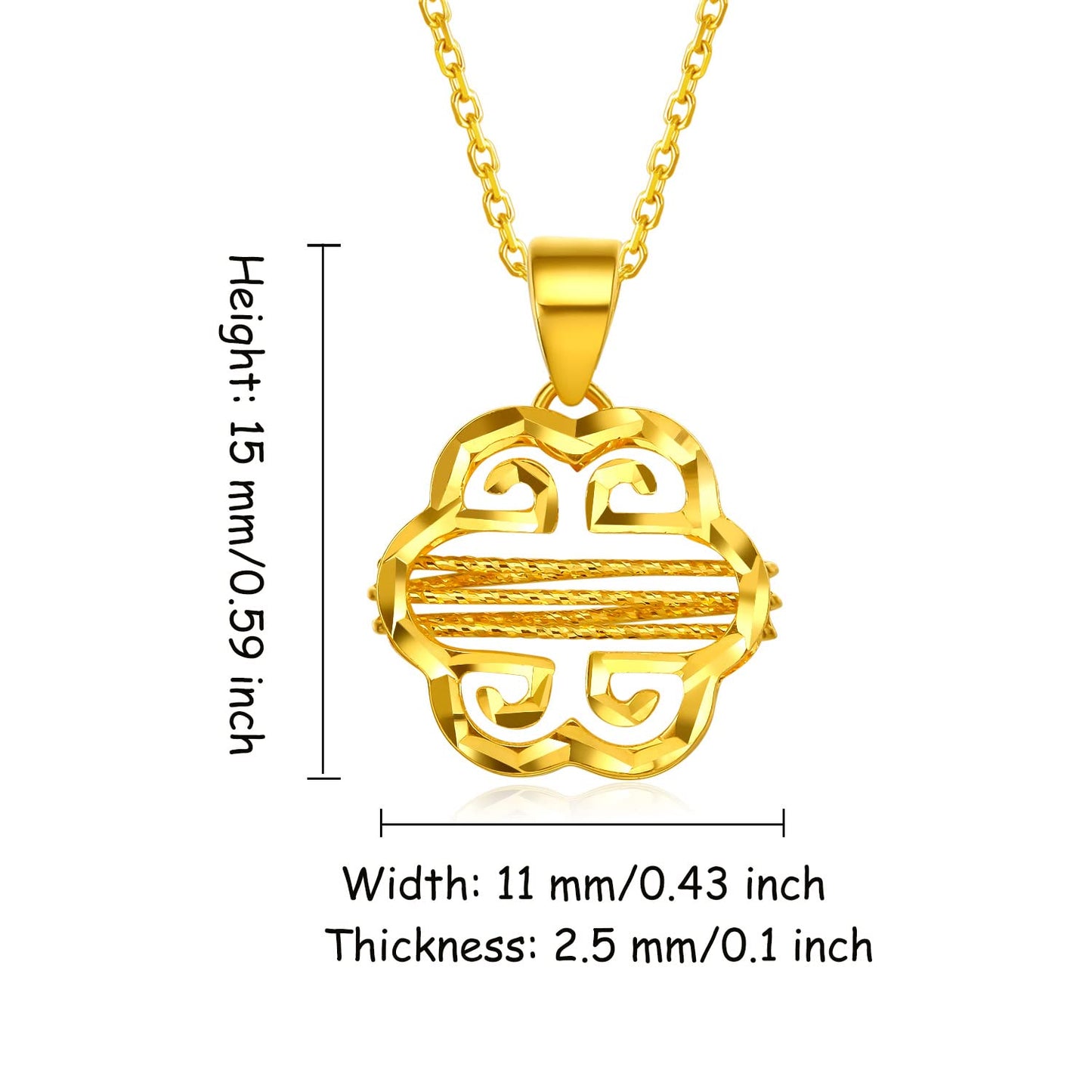 ZHOU LIU FU 24K Solid Gold Pendant for Women, Real Pure Gold Jewelry Accessory Flower Pendant for Men Girlfriend (Not Include Necklace)