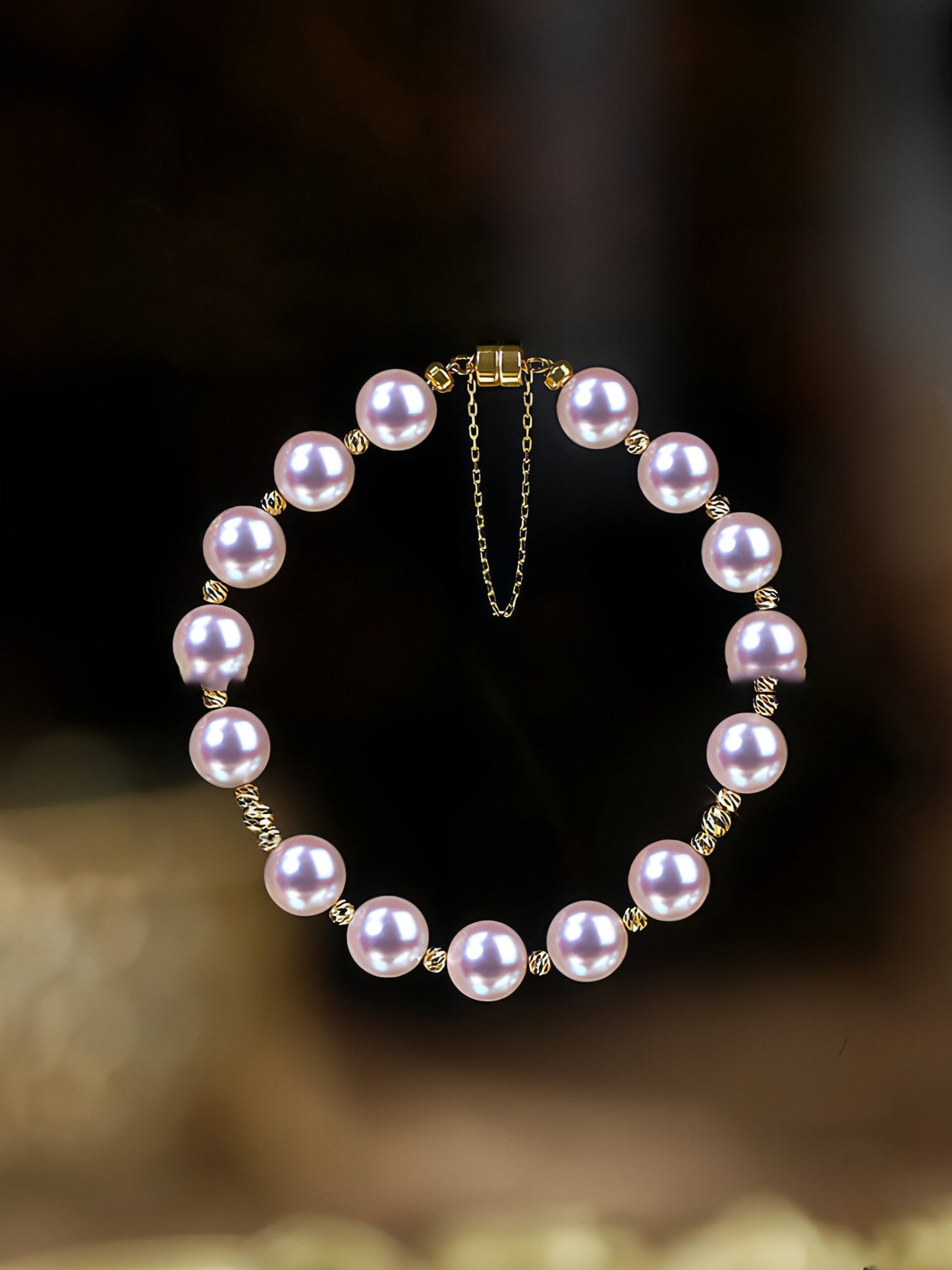 Blue Rose Laser 18K Gold Pearl Elegance Bracelet | Artisan Luxury