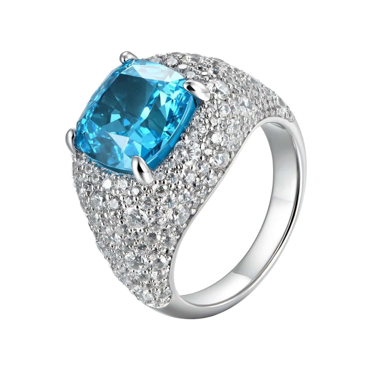 9.03ct Lab Diamond Ring | Cushion Blue Pavé | IGI Certified VS1 | 10K Gold