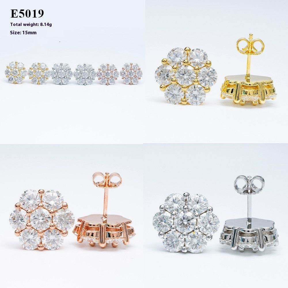 LuxeJewels™ BloomAura Moissanite Flower Earrings | Sterling Silver