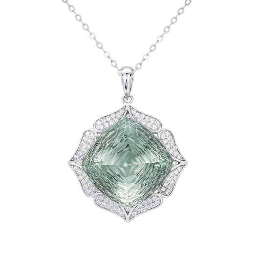 Luxury S925 Silver & Natural Green Stone Sweater Chain Set | Femininity Collection