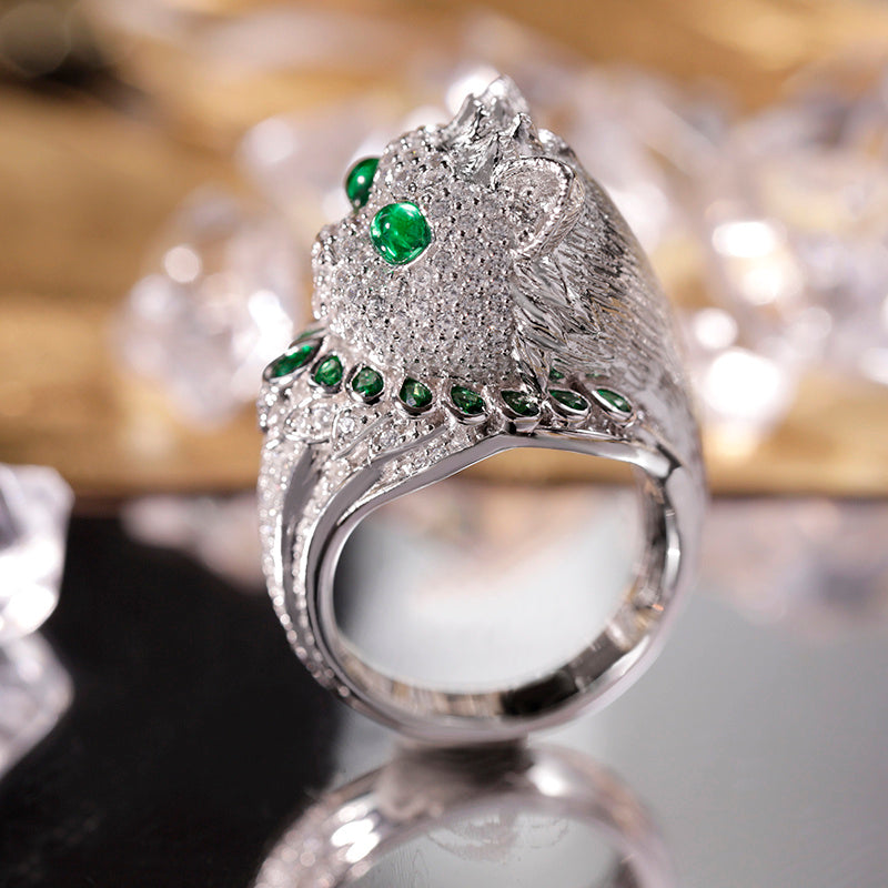 LuxeJewels™ EmeraldWhisker Sterling Designer Ring | Artisan Luxury