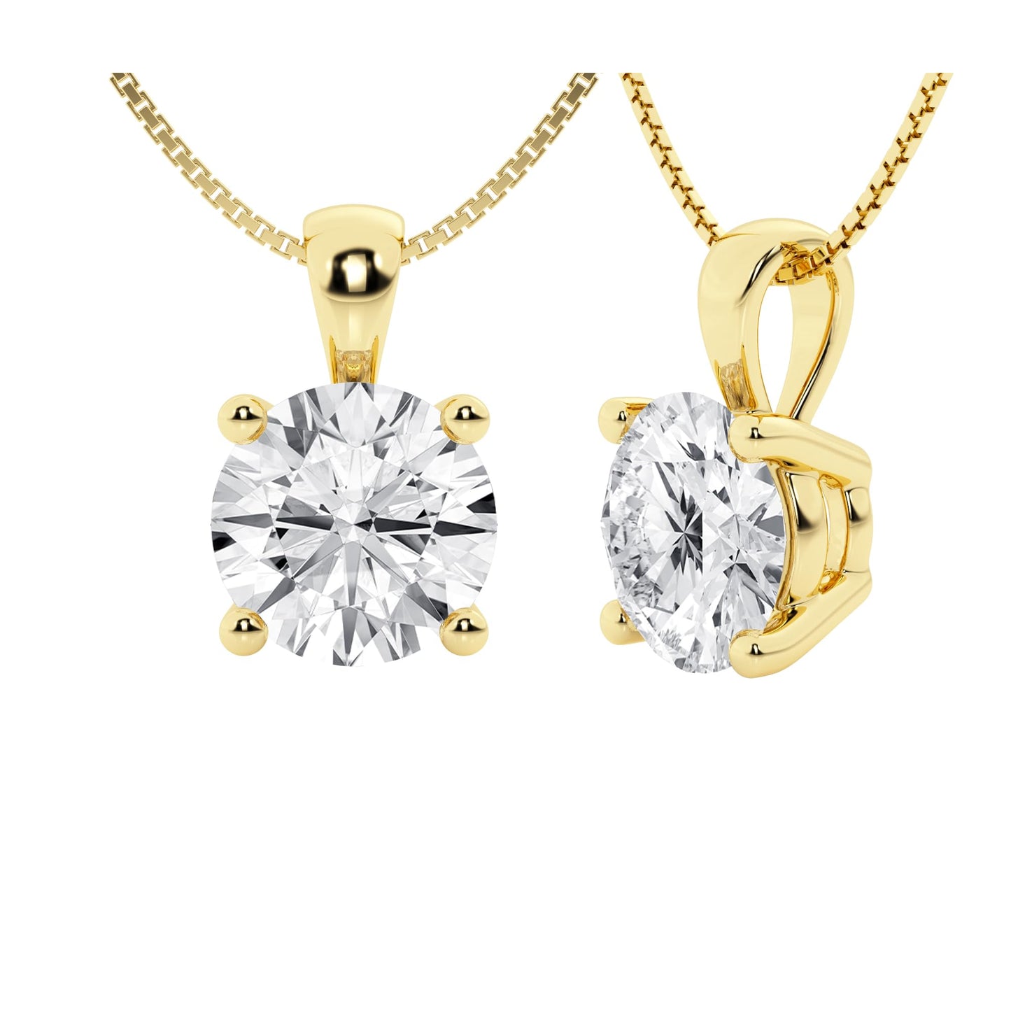 Lab-Grown Diamond Solitaire Pendant Necklace | 3 Carat | 14K Gold | IGI Certified