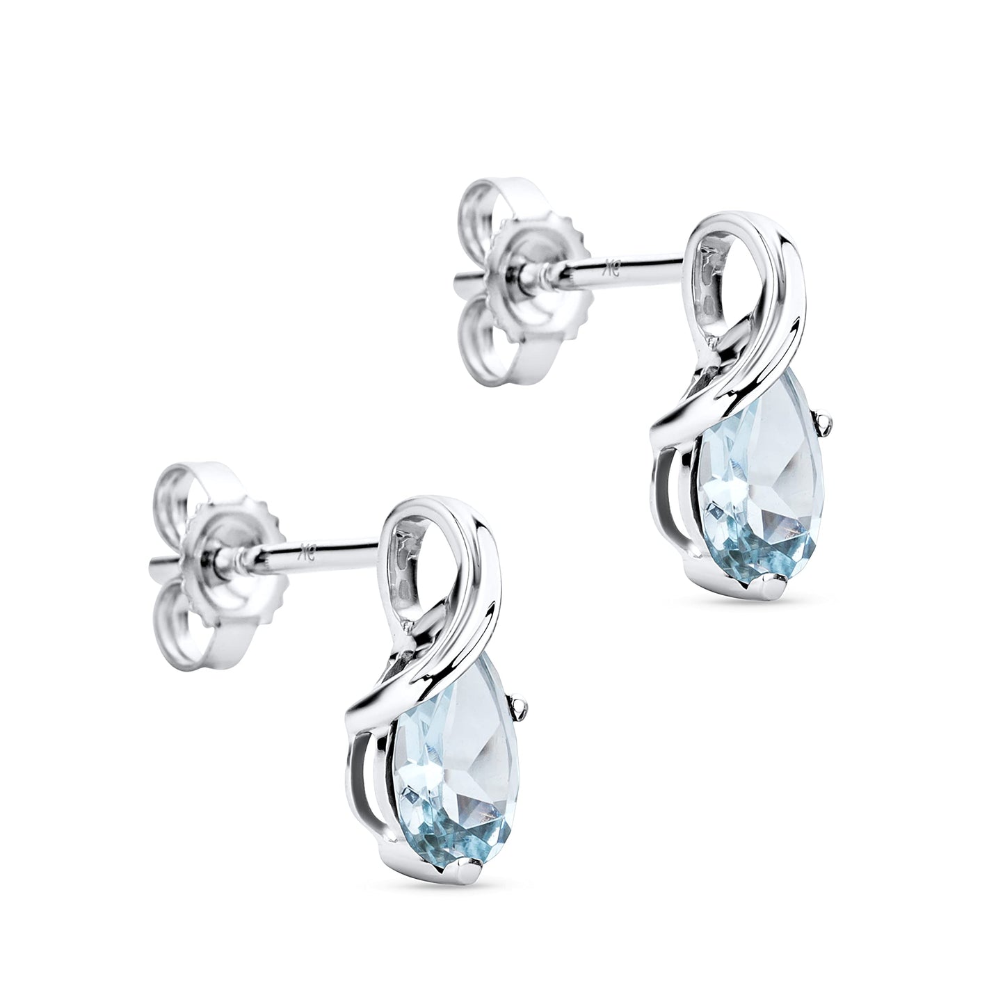 Orovi 0.40Inch 14K Gold Earrings for Women in 14K White Gold/Yellow Gold 585 with Pear-Shape Rubies/Sapphires/Emeralds/Blue Topaz/Amethysts Gemstones, Handmade Jewelry for Women, Dangle Earrings