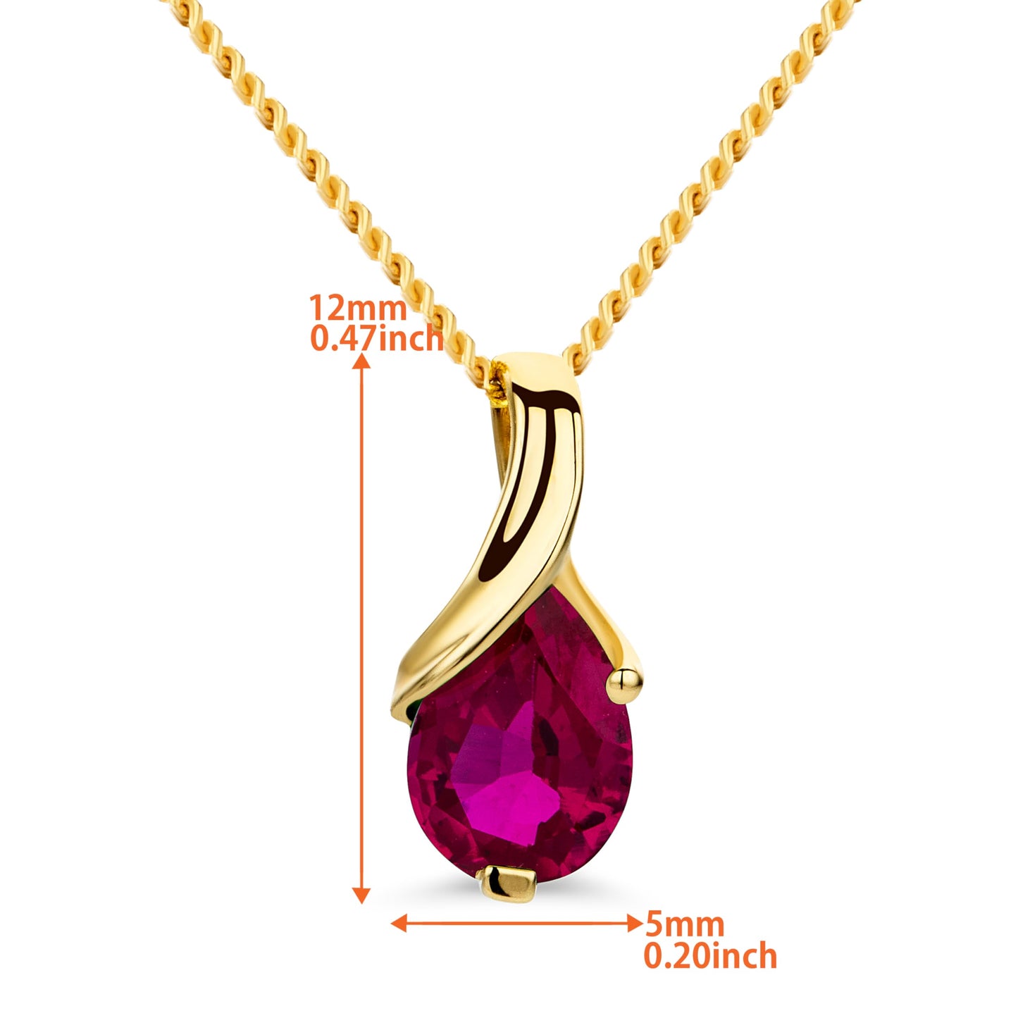 Orovi 14K Gold Necklace for Women in 14K Yellow Gold/White Gold 585 with Ruby/Sapphire/Emerald/Topaz/Amethyst Gemstone/Birthstone Pendant Necklace and Gold Chain 17.7 ″ Long - Women's Jewelry