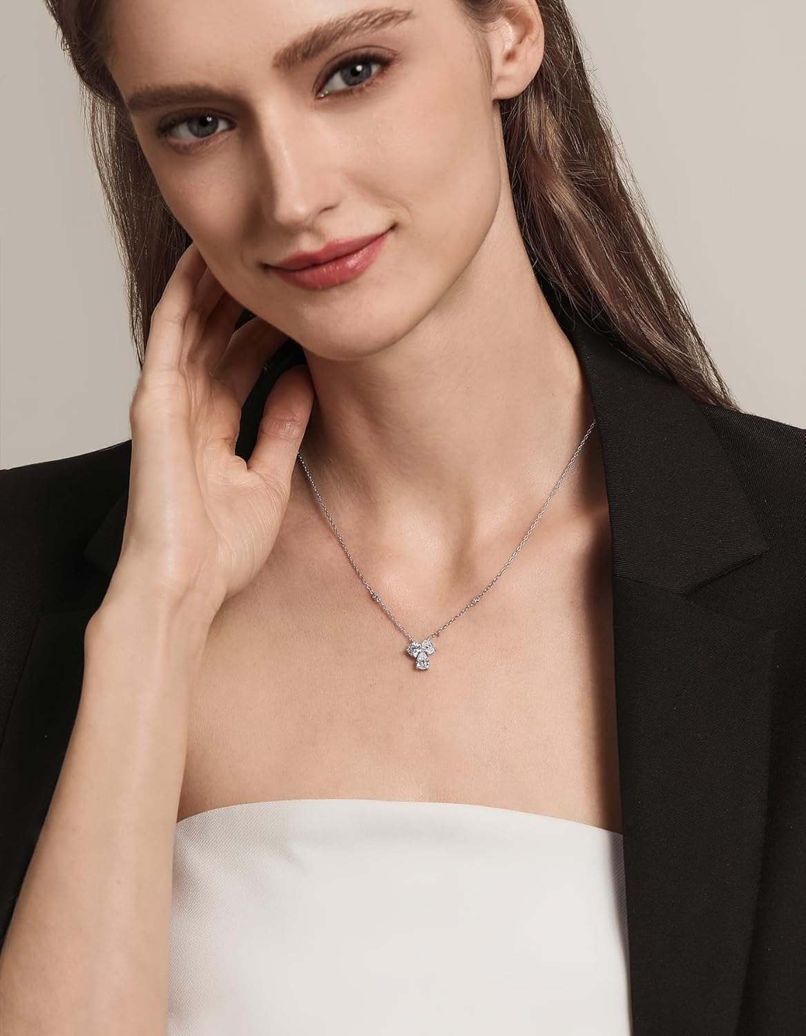 1.7 Carat Diamond Necklace, IGI Certified Three Stones LAB GROWN Diamond Necklaces for Women, Pendant Jewelry for Women (D-E Color, VVS Clarity)