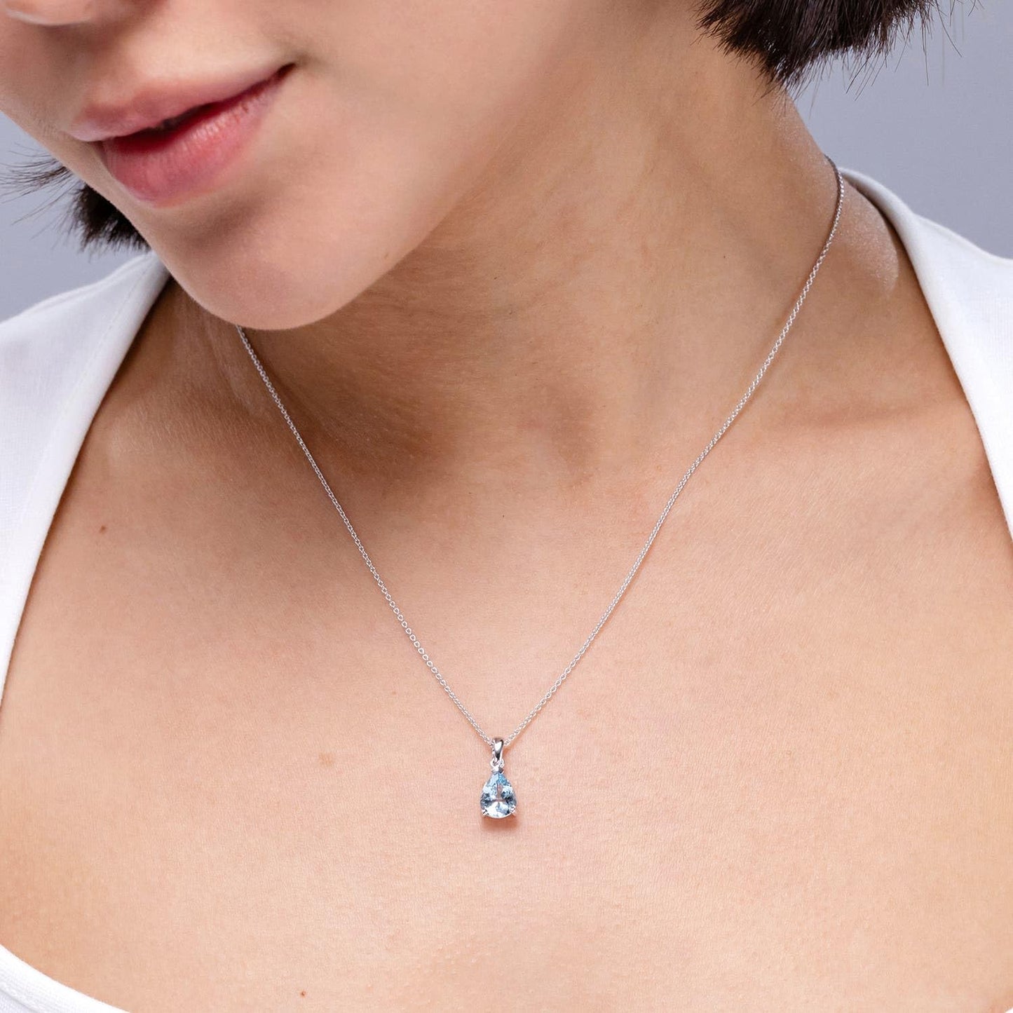 Pear-Cut Aquamarine Solitaire Pendant | 14K Gold | March Birthstone