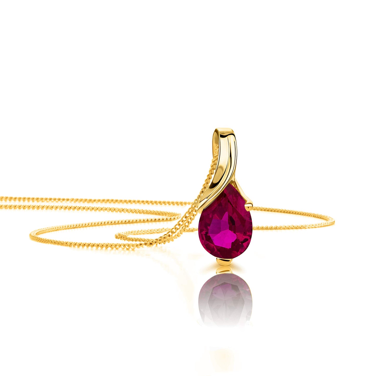 Orovi 14K Gold Necklace for Women in 14K Yellow Gold/White Gold 585 with Ruby/Sapphire/Emerald/Topaz/Amethyst Gemstone/Birthstone Pendant Necklace and Gold Chain 17.7 ″ Long - Women's Jewelry