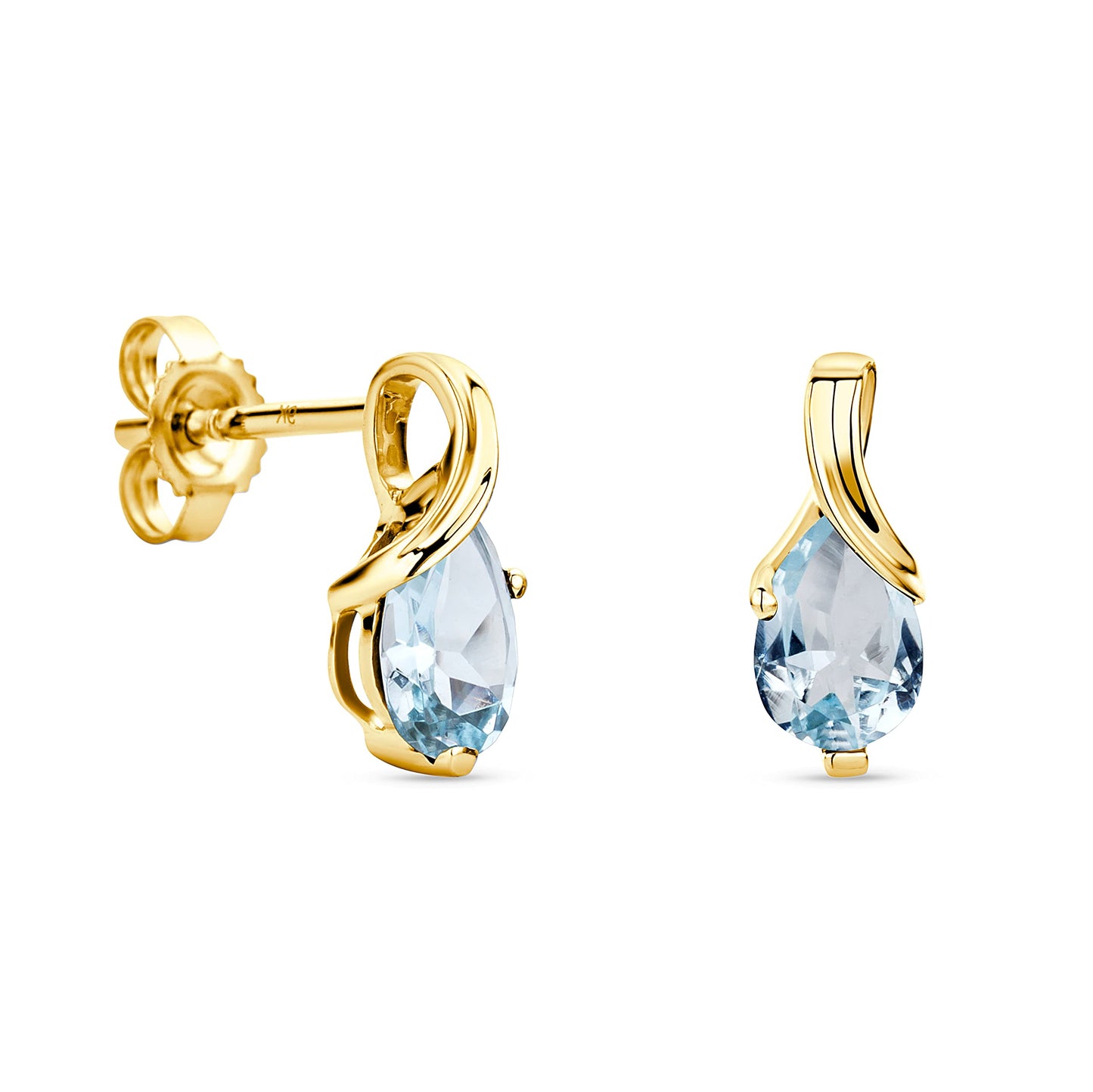 Orovi 0.40Inch 14K Gold Earrings for Women in 14K White Gold/Yellow Gold 585 with Pear-Shape Rubies/Sapphires/Emeralds/Blue Topaz/Amethysts Gemstones, Handmade Jewelry for Women, Dangle Earrings