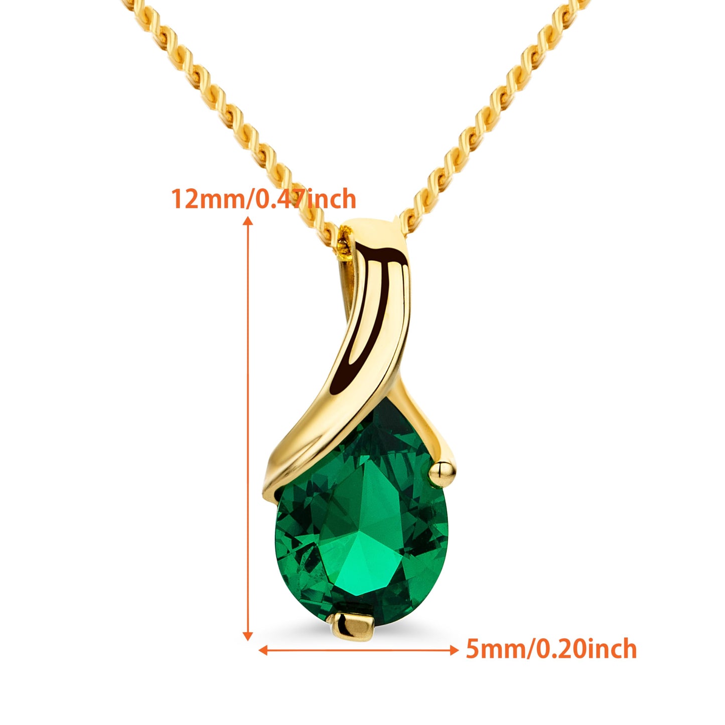 Orovi 14K Gold Necklace for Women in 14K Yellow Gold/White Gold 585 with Ruby/Sapphire/Emerald/Topaz/Amethyst Gemstone/Birthstone Pendant Necklace and Gold Chain 17.7 ″ Long - Women's Jewelry