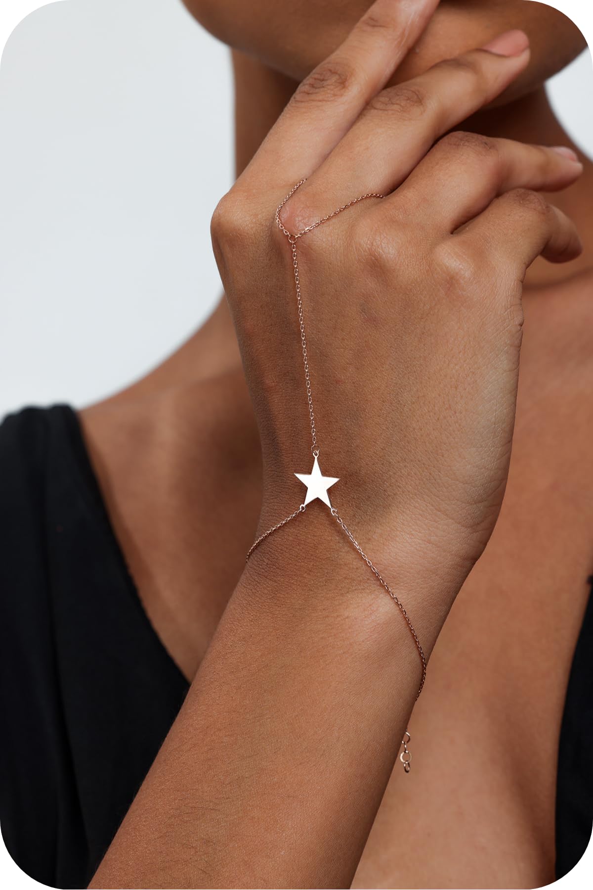 Adjustable Finger Chain Bracelet | 14K Solid Gold