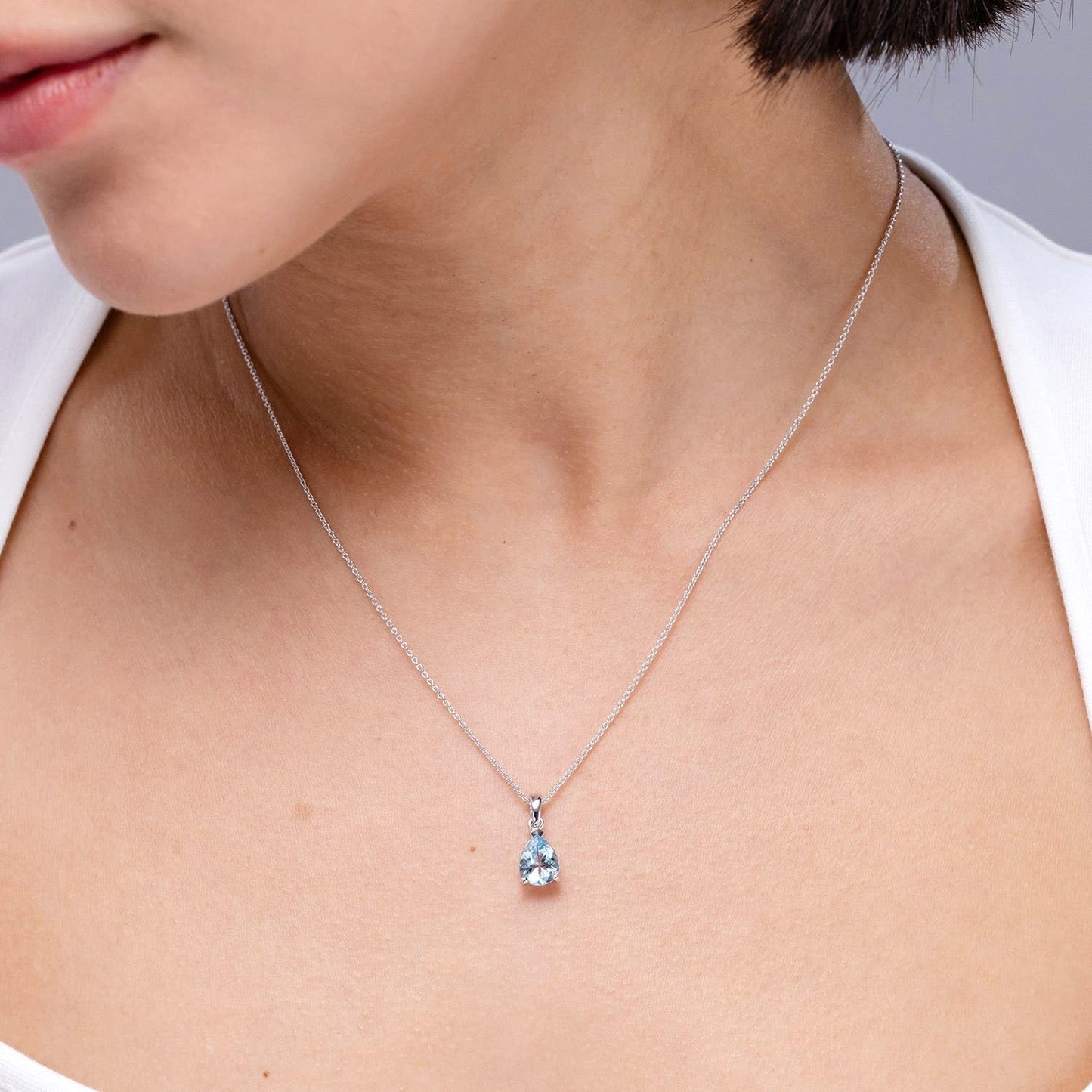 Pear-Cut Aquamarine Solitaire Pendant | 14K Gold | March Birthstone
