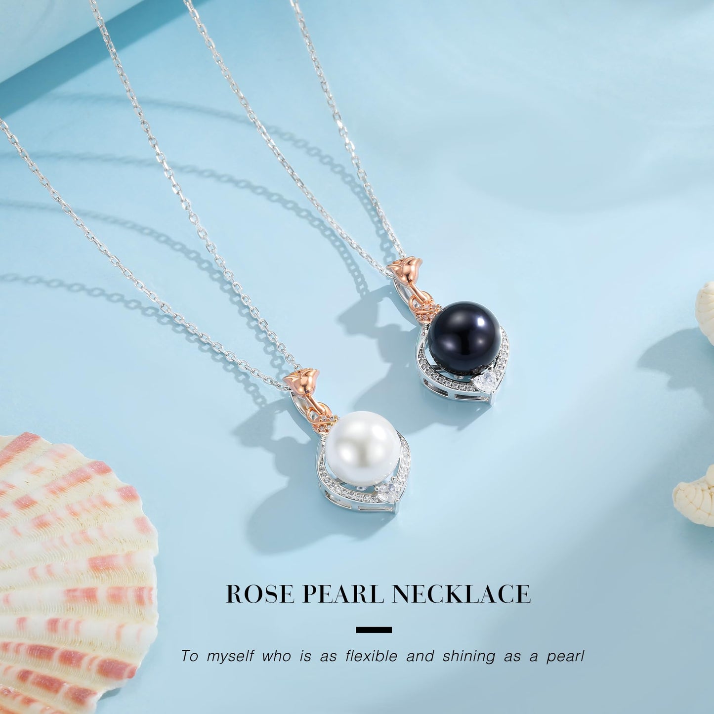 Iefil Mothers Day Gifts for Wife - 10-11mm Freshwater Pearl Necklace, Rose Flower Pearl Necklace, Anniversary Jewelry Gifts for Women Wife Mom Girlfriend Her, 925 Sterling Silver