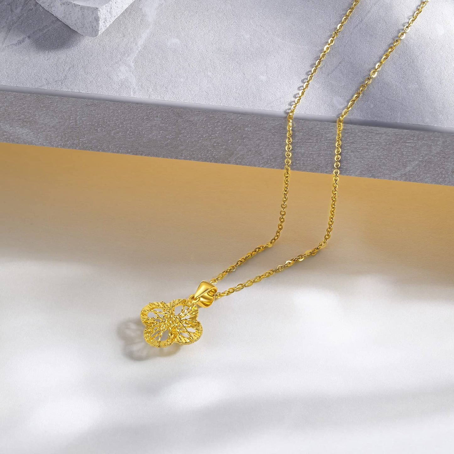 ZHOU LIU FU 24K Solid Gold Pendant for Women, Real Pure Gold Jewelry Accessory Flower Pendant for Men Girlfriend (Not Include Necklace)