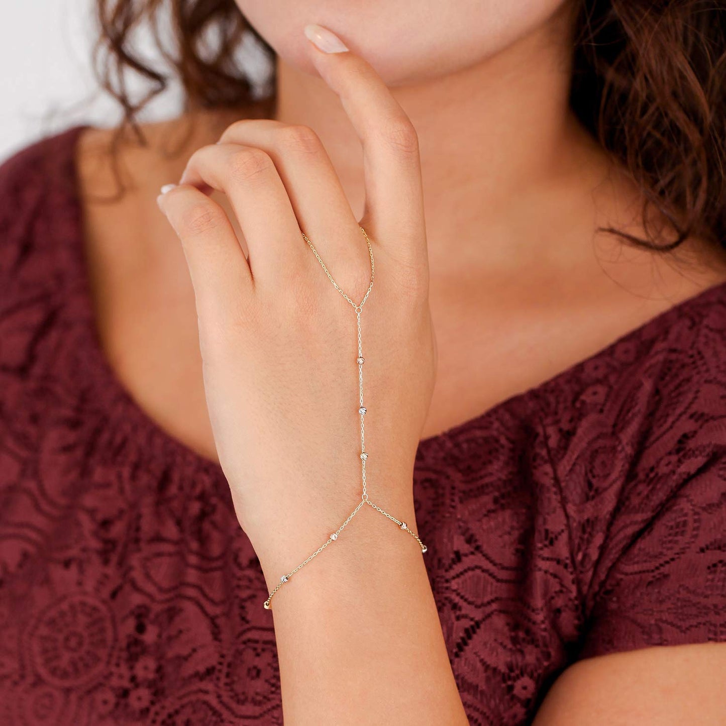Adjustable Finger Chain Bracelet | 14K Solid Gold
