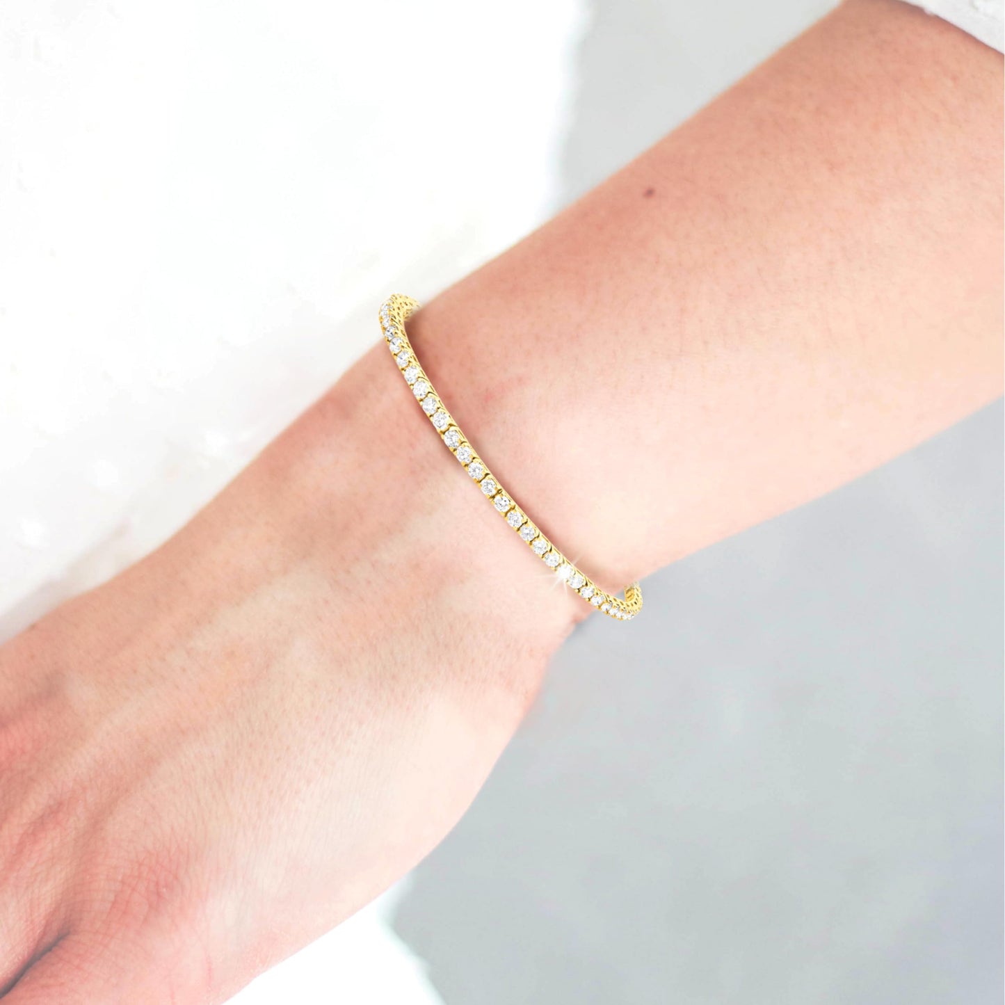 Lab-Grown Diamond Tennis Bracelet | 5–10 Carat | 14K Yellow Gold