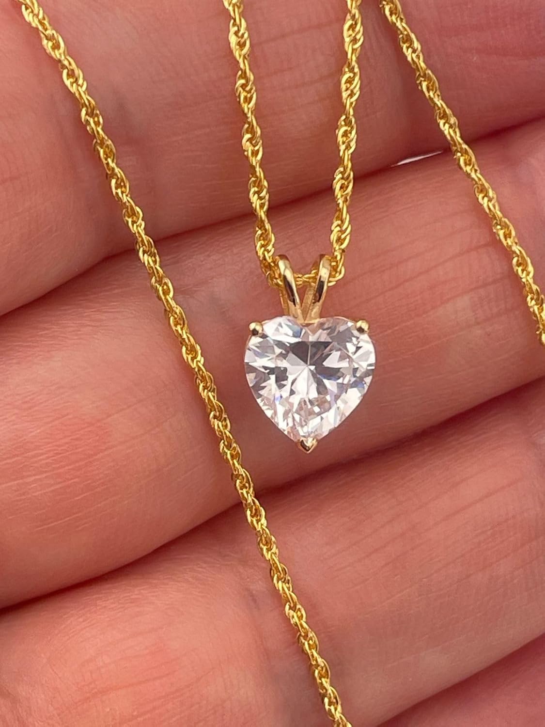 18k Solid Gold Heart Diamond Necklace Pendant | 1.5ct - SM