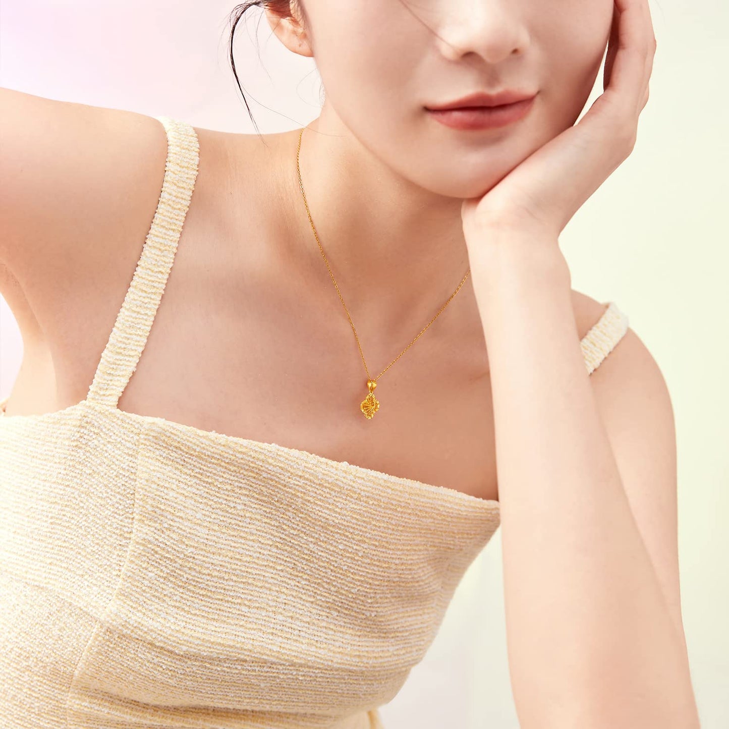 ZHOU LIU FU 24K Solid Gold Pendant for Women, Real Pure Gold Jewelry Accessory Flower Pendant for Men Girlfriend (Not Include Necklace)