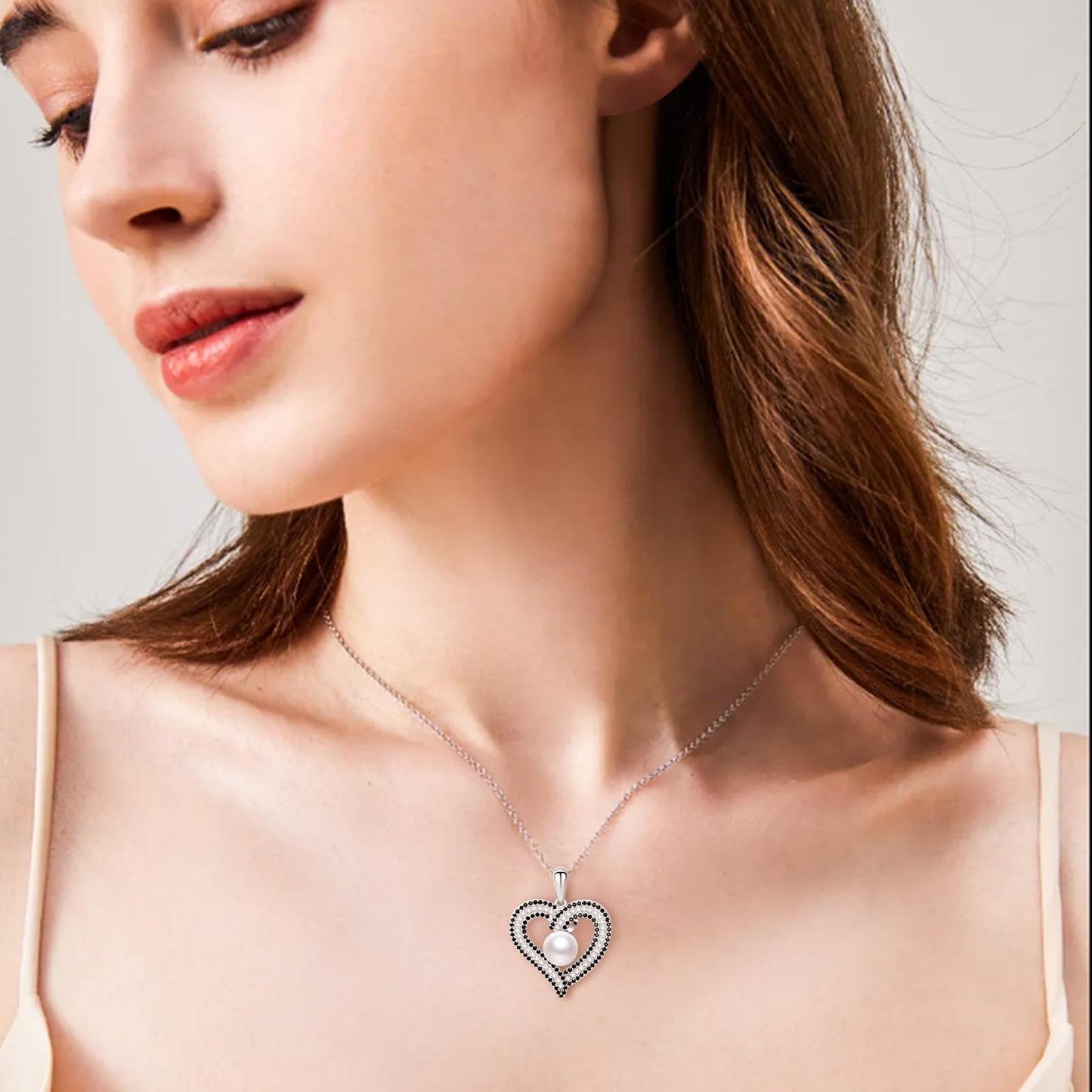 NONNYL Gifts for Women Wife-Pearl Heart Pendant Necklace- Birthday for Girlfriend, Valentine's Day for Wives, Mother's Day for Mom Grandma, Gifts for Her on Wedding Anniversary Christmas Fine Jewelry