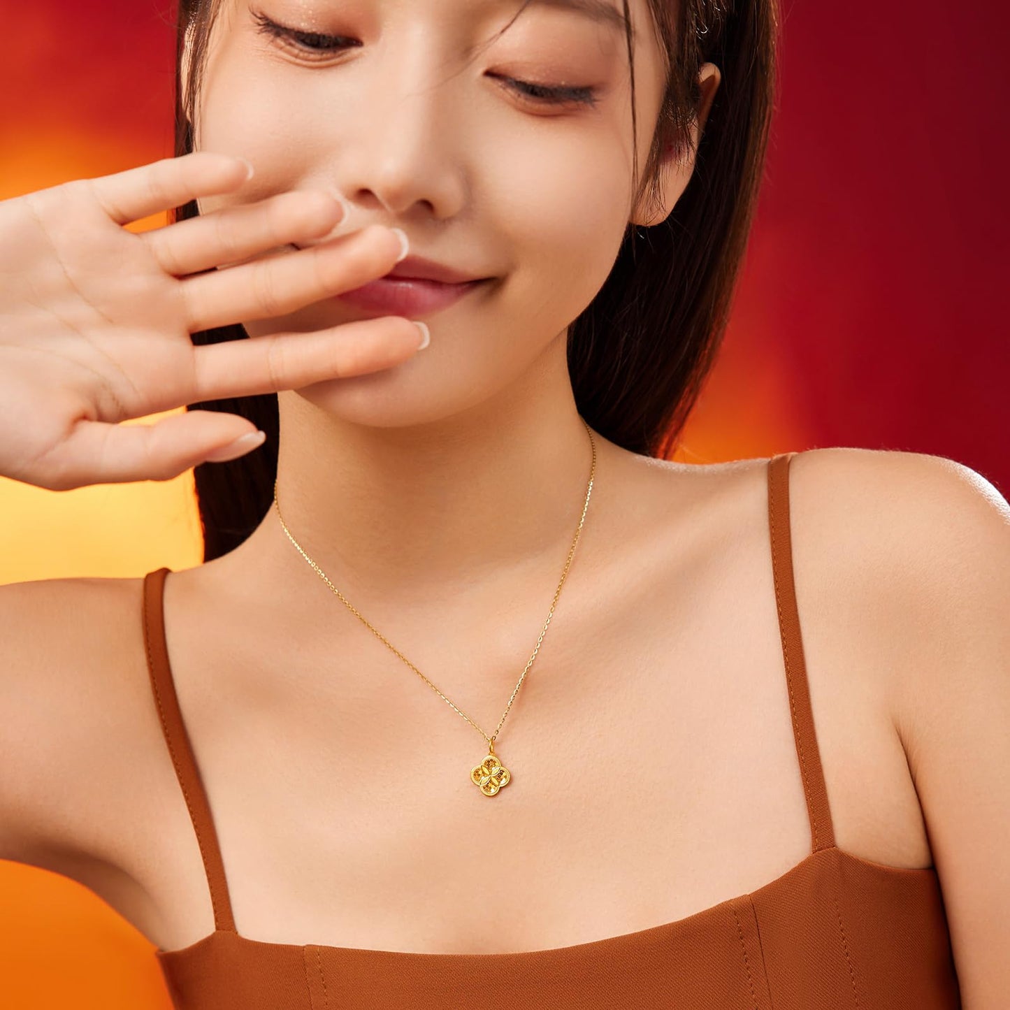 ZHOU LIU FU 24K Solid Gold Pendant for Women, Real Pure Gold Jewelry Accessory Flower Pendant for Men Girlfriend (Not Include Necklace)