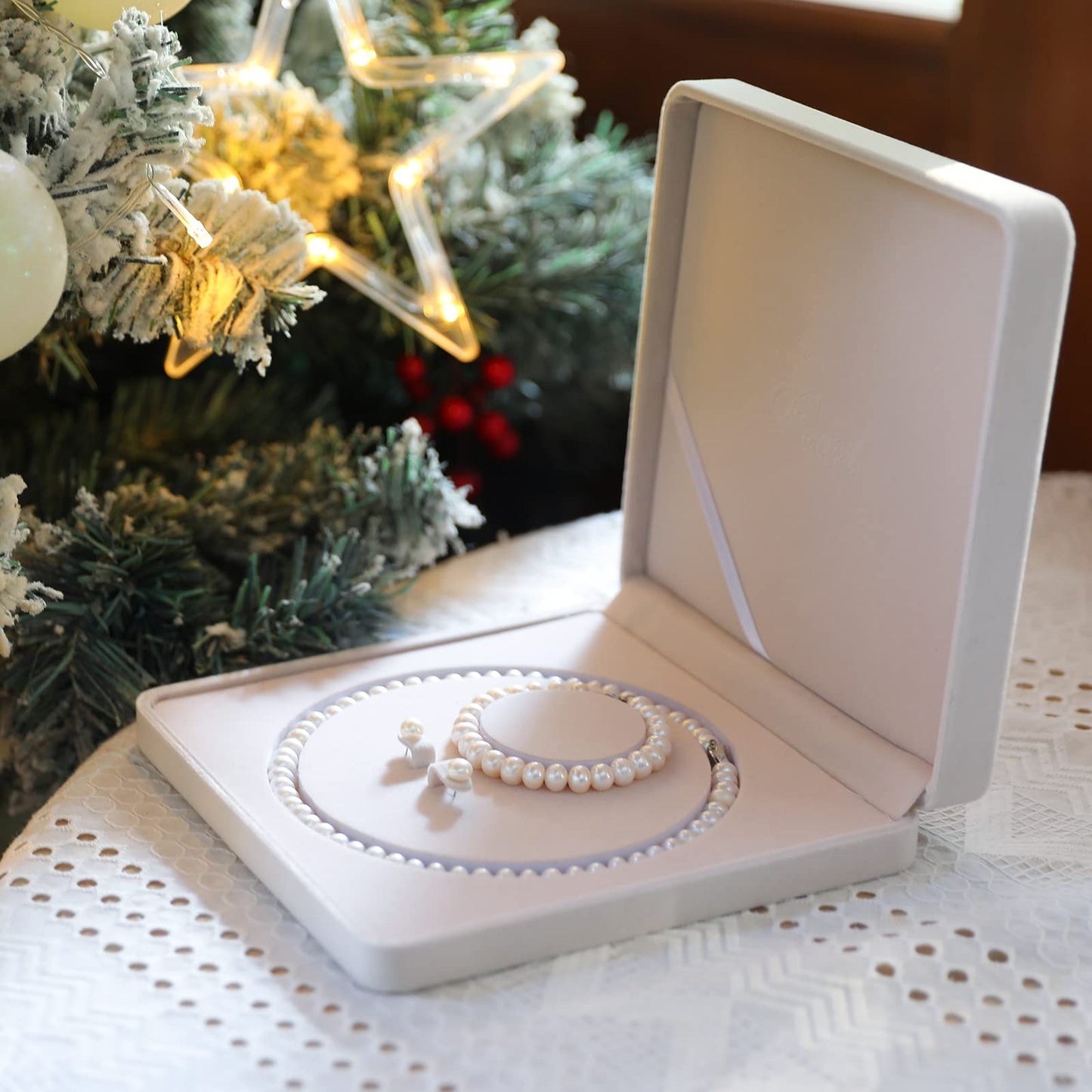 AOOVOO Freshwater Cultured Pearl Necklace Set - Real Pearl Necklace Set Includes Stunning Bracelet and Stud Earrings Jewelry Set for Women - SM