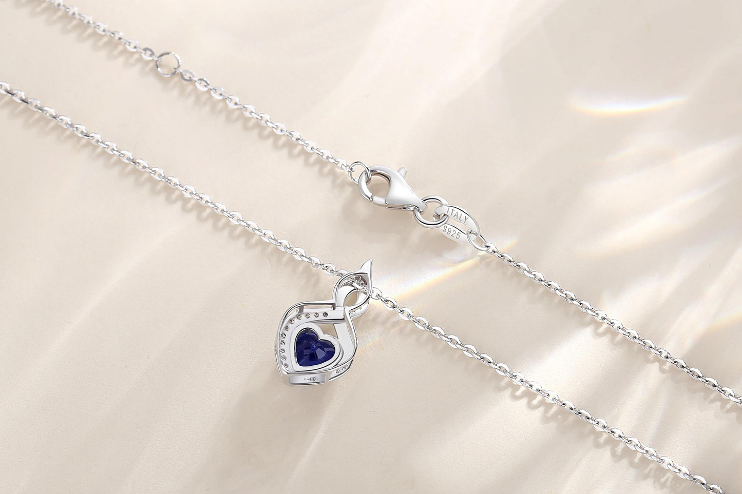 FANCIME 14K Solid White Gold Heart Birthstone Necklace with Diamond Pendent Birthday Gifts for Mom Women, Sterling Silver Chain 16" + 2" Extender