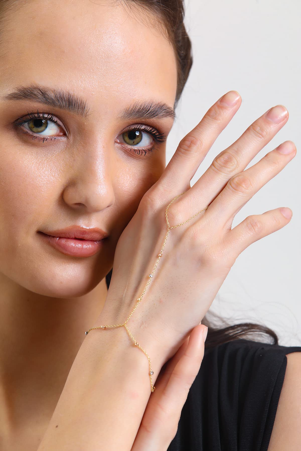 Adjustable Finger Chain Bracelet | 14K Solid Gold