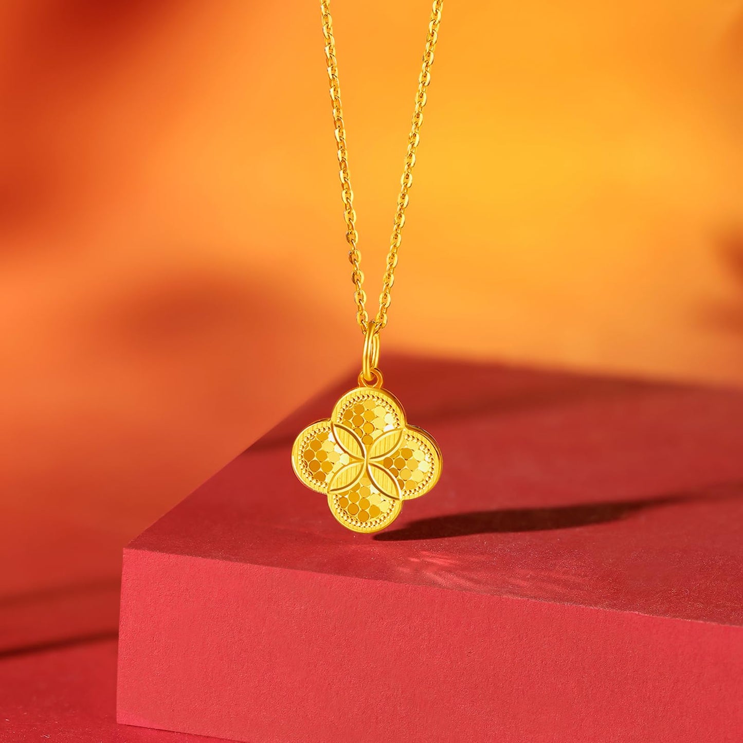 ZHOU LIU FU 24K Solid Gold Pendant for Women, Real Pure Gold Jewelry Accessory Flower Pendant for Men Girlfriend (Not Include Necklace)