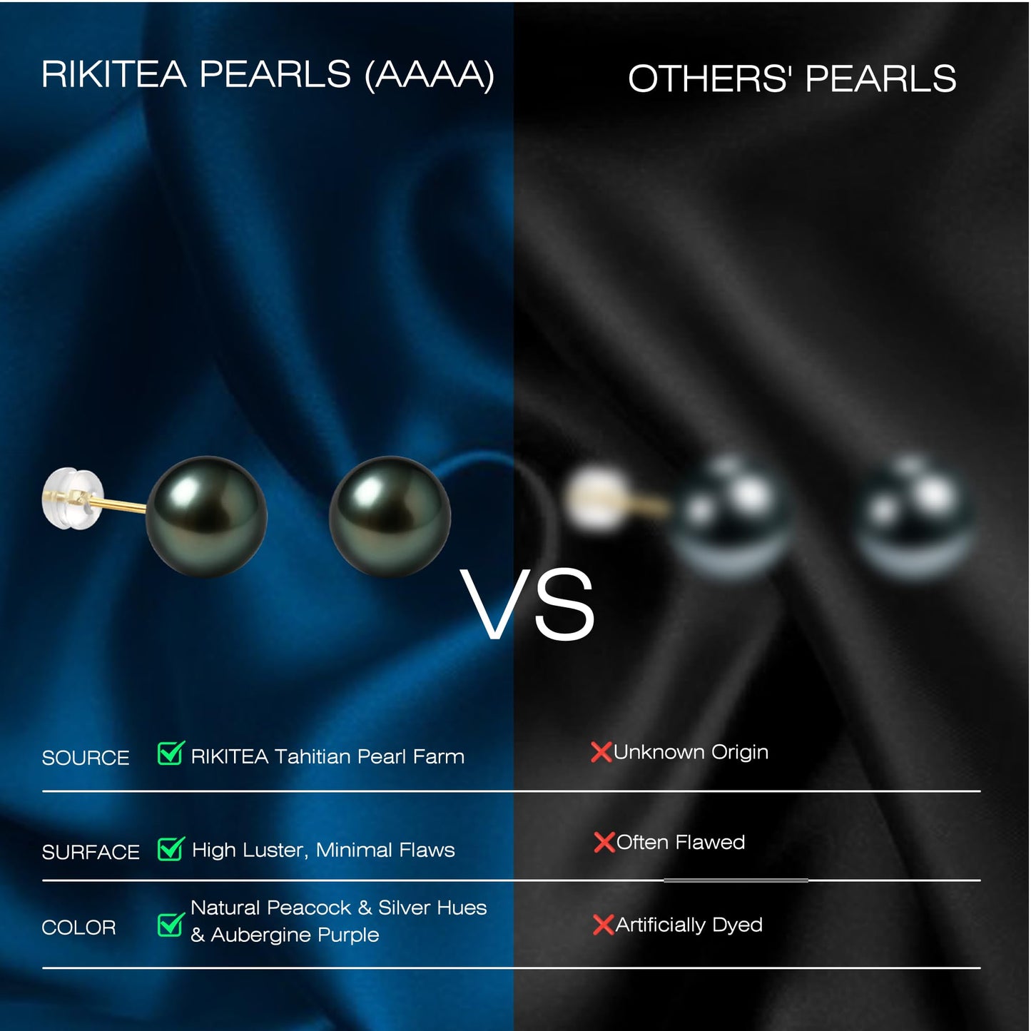 18K Solid Gold Genuine Tahitian Black Pearl Stud Earrings for Women, AAAA 8-11mm Seawater Pearls - Christmas Gift for Wife Mom Daughter Sister Grandma, Women Jewelry for Wedding Anniversary Birthday