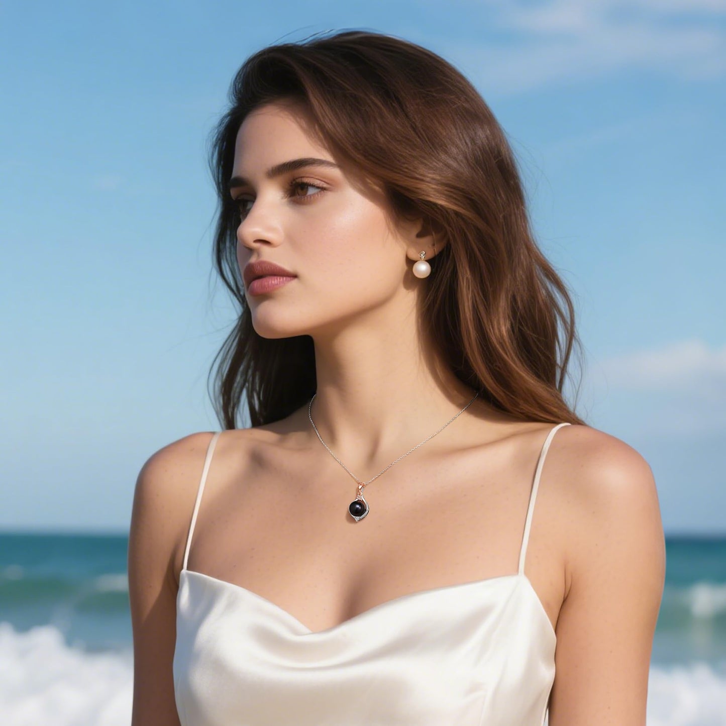 Iefil Mothers Day Gifts for Wife - 10-11mm Freshwater Pearl Necklace, Rose Flower Pearl Necklace, Anniversary Jewelry Gifts for Women Wife Mom Girlfriend Her, 925 Sterling Silver