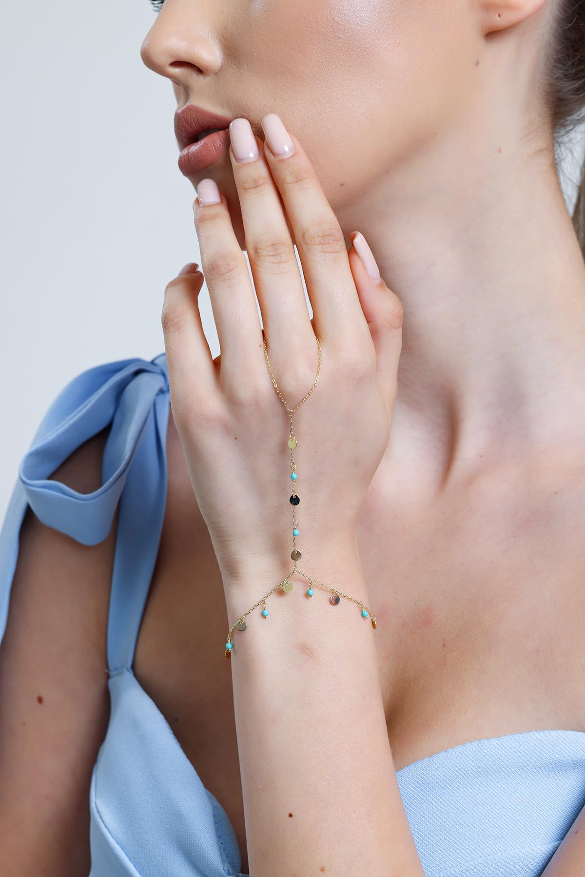 Adjustable Finger Chain Bracelet | 14K Solid Gold