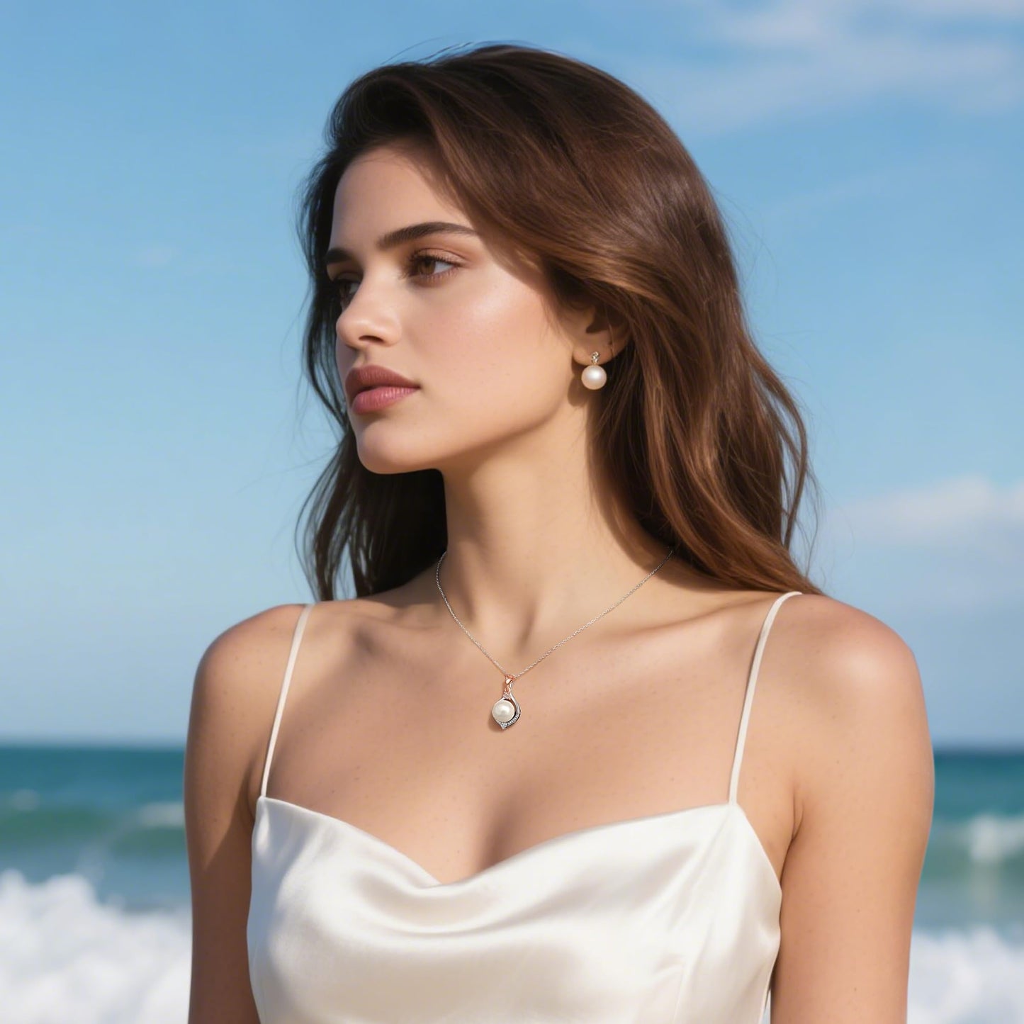 Iefil Mothers Day Gifts for Wife - 10-11mm Freshwater Pearl Necklace, Rose Flower Pearl Necklace, Anniversary Jewelry Gifts for Women Wife Mom Girlfriend Her, 925 Sterling Silver