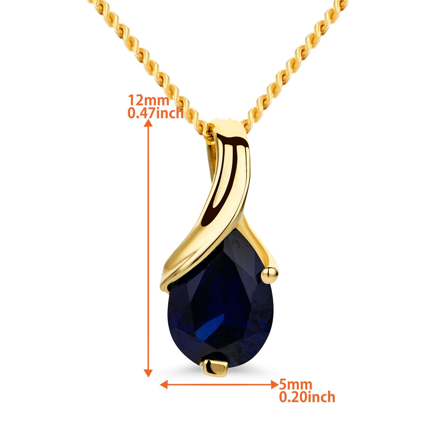 Orovi 14K Gold Necklace for Women in 14K Yellow Gold/White Gold 585 with Ruby/Sapphire/Emerald/Topaz/Amethyst Gemstone/Birthstone Pendant Necklace and Gold Chain 17.7 ″ Long - Women's Jewelry
