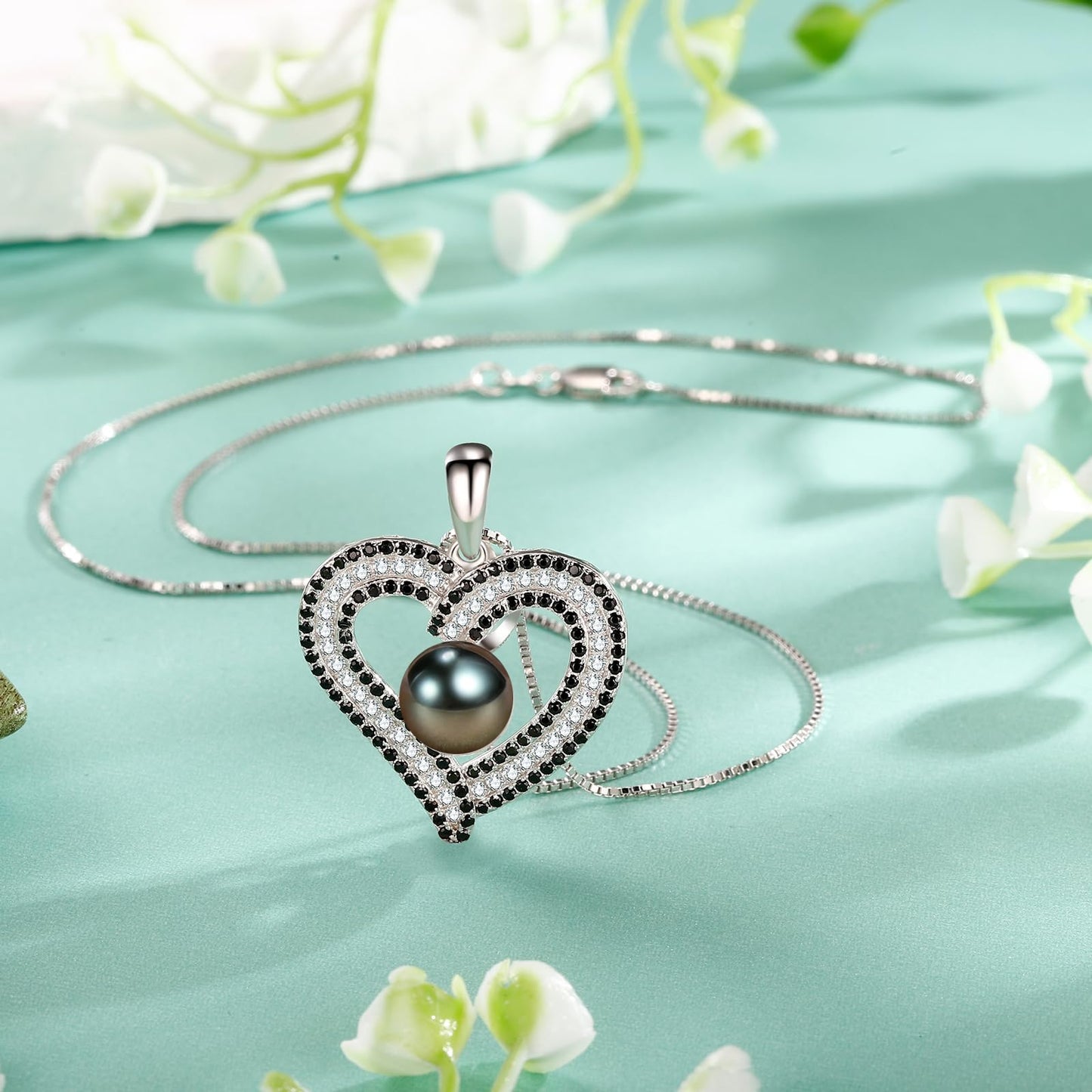 NONNYL Gifts for Women Wife-Pearl Heart Pendant Necklace- Birthday for Girlfriend, Valentine's Day for Wives, Mother's Day for Mom Grandma, Gifts for Her on Wedding Anniversary Christmas Fine Jewelry