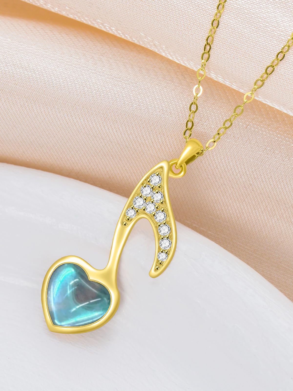 Mother's Day Jewelry Gifts 14K Solid Gold Teardrop/Music Note/Y Necklace Moonstone/Moss Agate/Opal Necklace Anniversary Birthday Gifts for Mom Women Her Girlfriend Sister