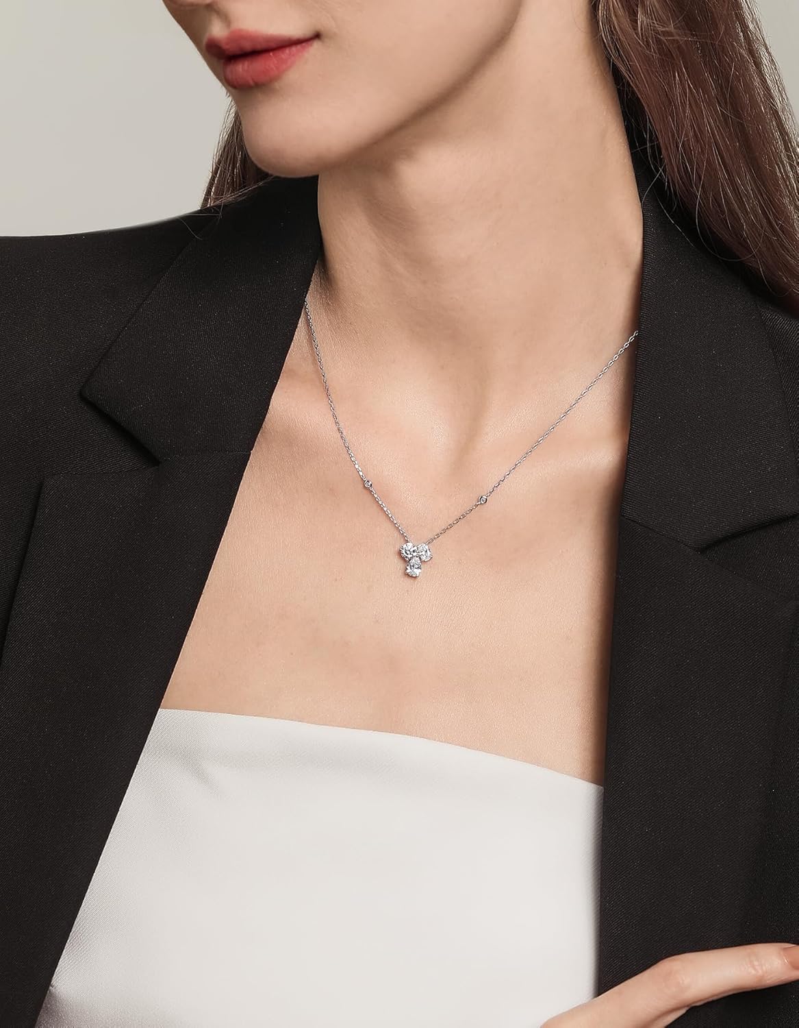 1.7 Carat Diamond Necklace, IGI Certified Three Stones LAB GROWN Diamond Necklaces for Women, Pendant Jewelry for Women (D-E Color, VVS Clarity)