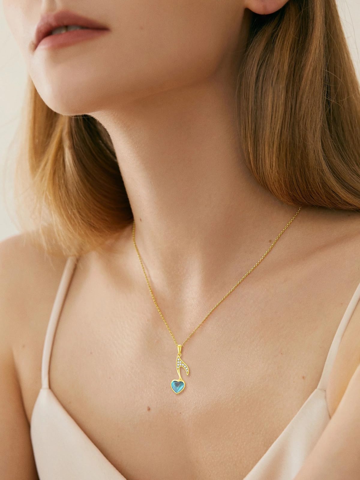Mother's Day Jewelry Gifts 14K Solid Gold Teardrop/Music Note/Y Necklace Moonstone/Moss Agate/Opal Necklace Anniversary Birthday Gifts for Mom Women Her Girlfriend Sister