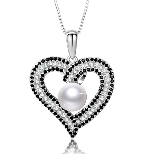 NONNYL Gifts for Women Wife-Pearl Heart Pendant Necklace- Birthday for Girlfriend, Valentine's Day for Wives, Mother's Day for Mom Grandma, Gifts for Her on Wedding Anniversary Christmas Fine Jewelry